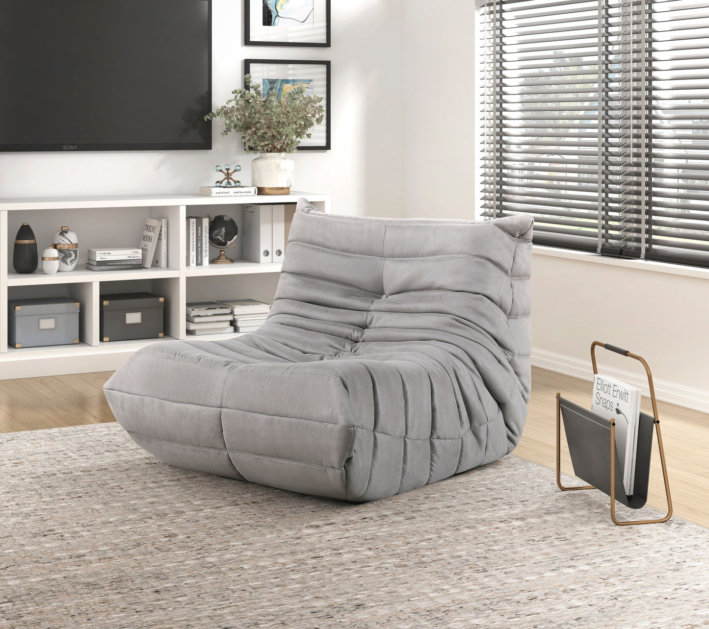 Homelegance Seven Accent Chair in Gray Microfiber with Button Tufted Detail 1203GY-1