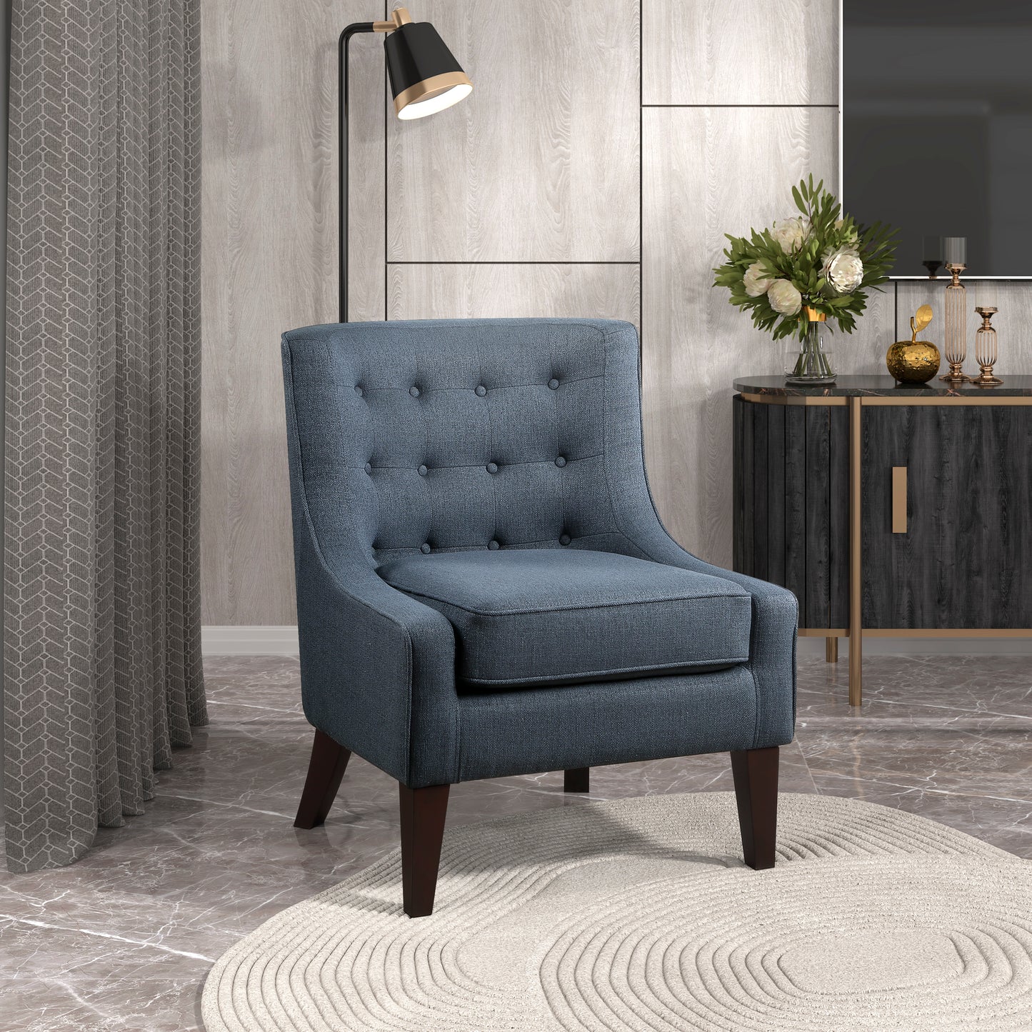 Homelegance Margaret Accent Chair in Textured Blue Fabric 1208BUE-1