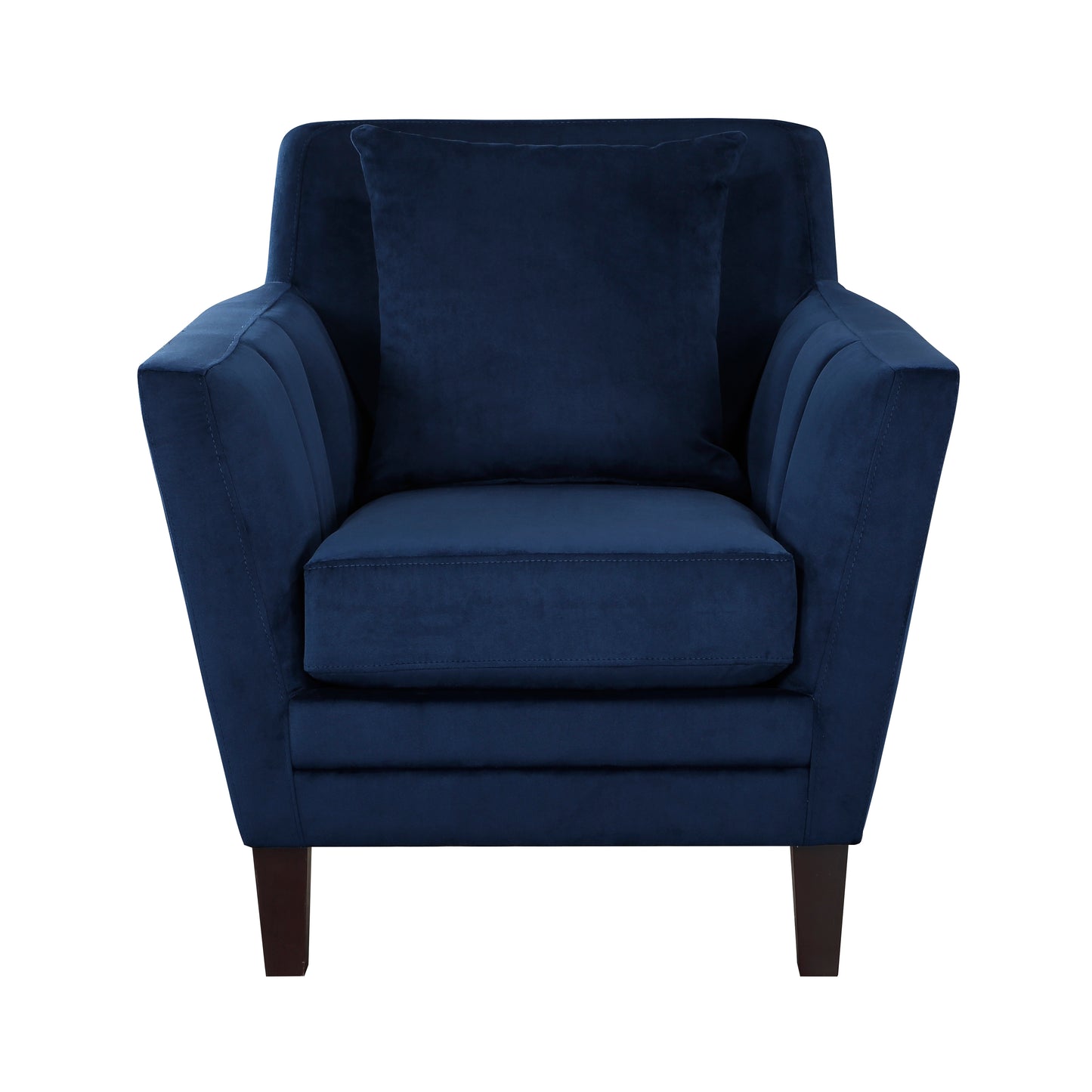 Homelegance Adore Accent Chair in Navy Blue Velvet with Dark Brown Legs 1209BUE-1