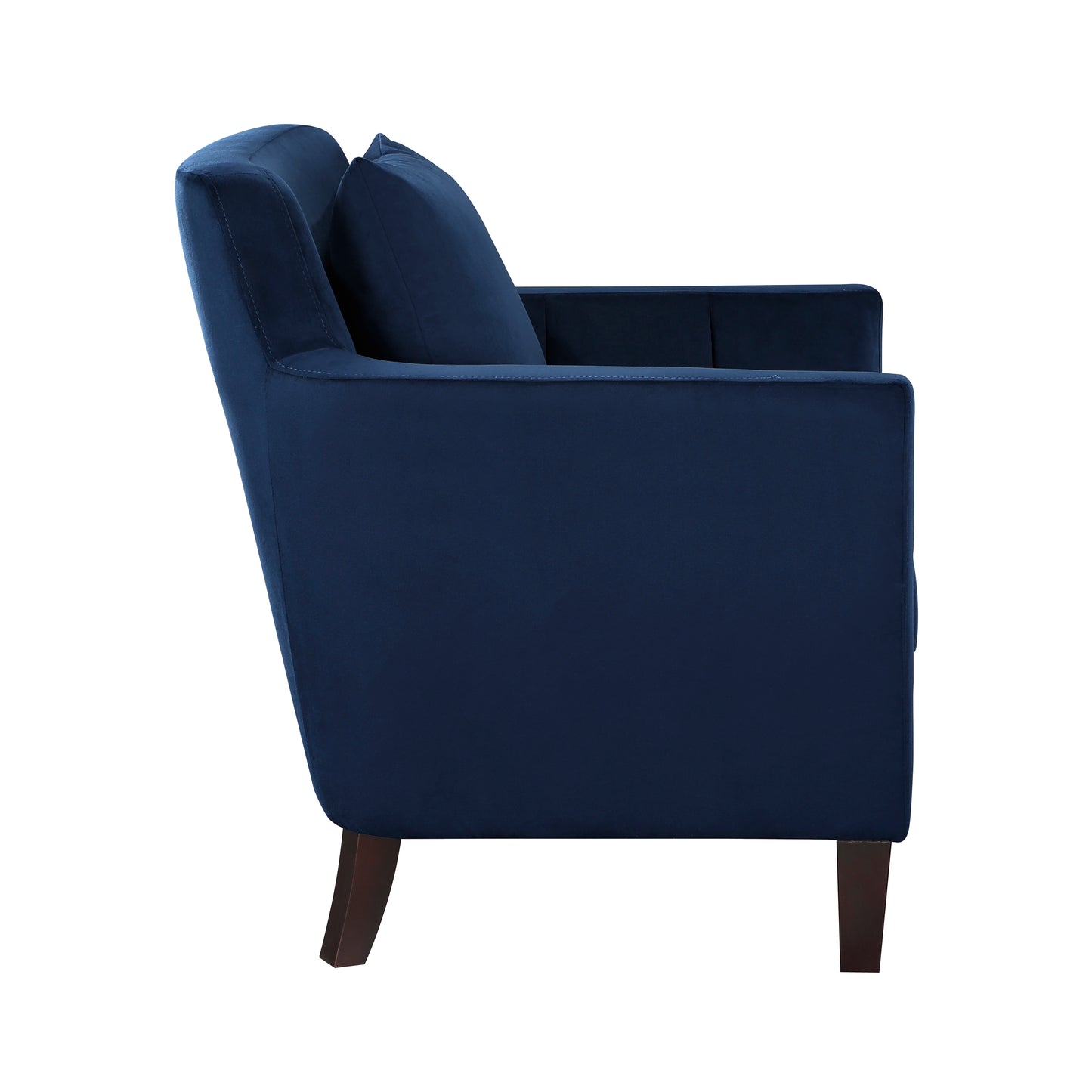 Homelegance Adore Accent Chair in Navy Blue Velvet with Dark Brown Legs 1209BUE-1