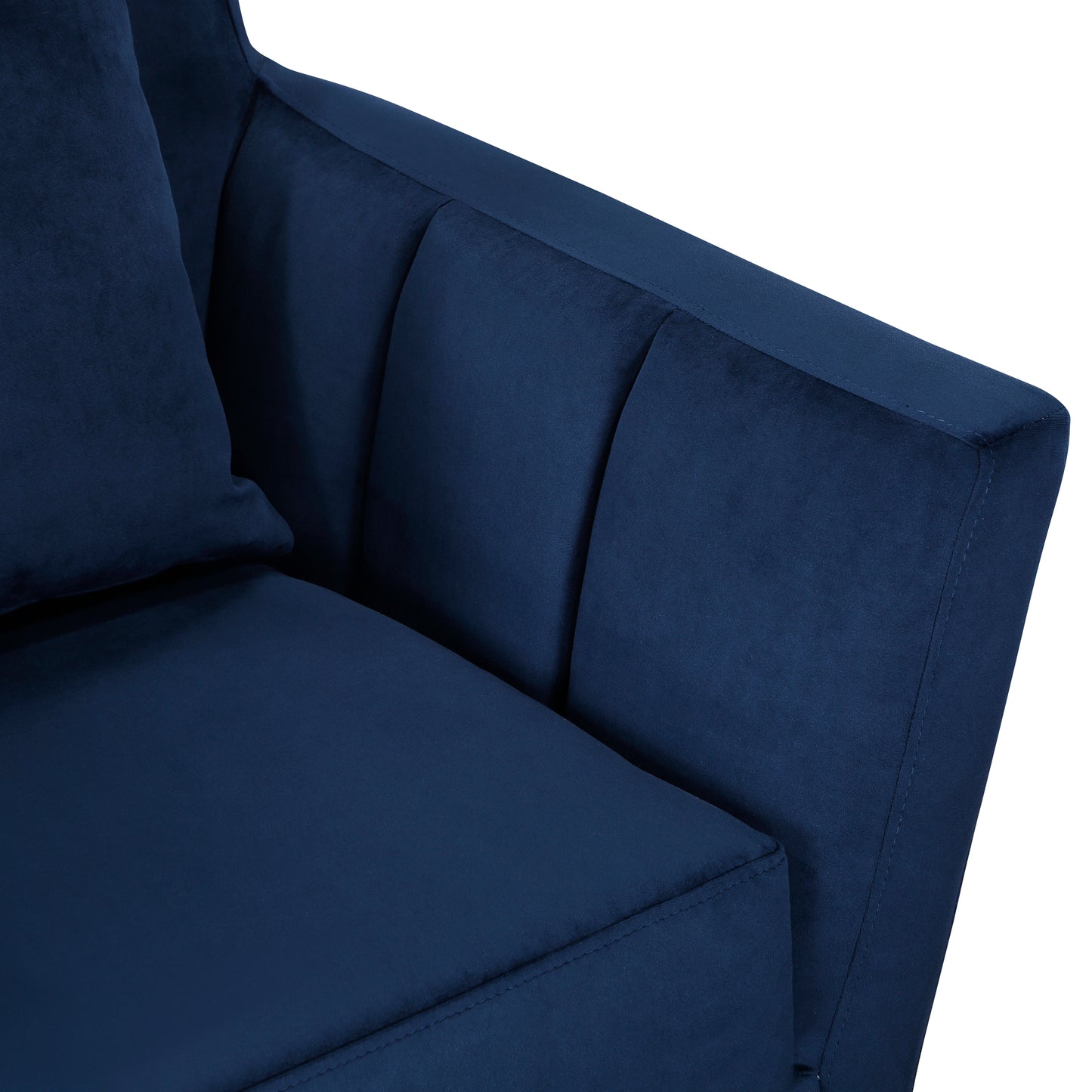Homelegance Adore Accent Chair in Navy Blue Velvet with Dark Brown Legs 1209BUE-1