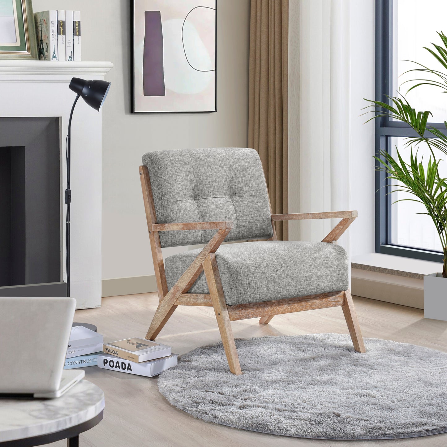 Homelegance Ollen Accent Chair in Brownish Gray Textured Fabric 1211GY-1