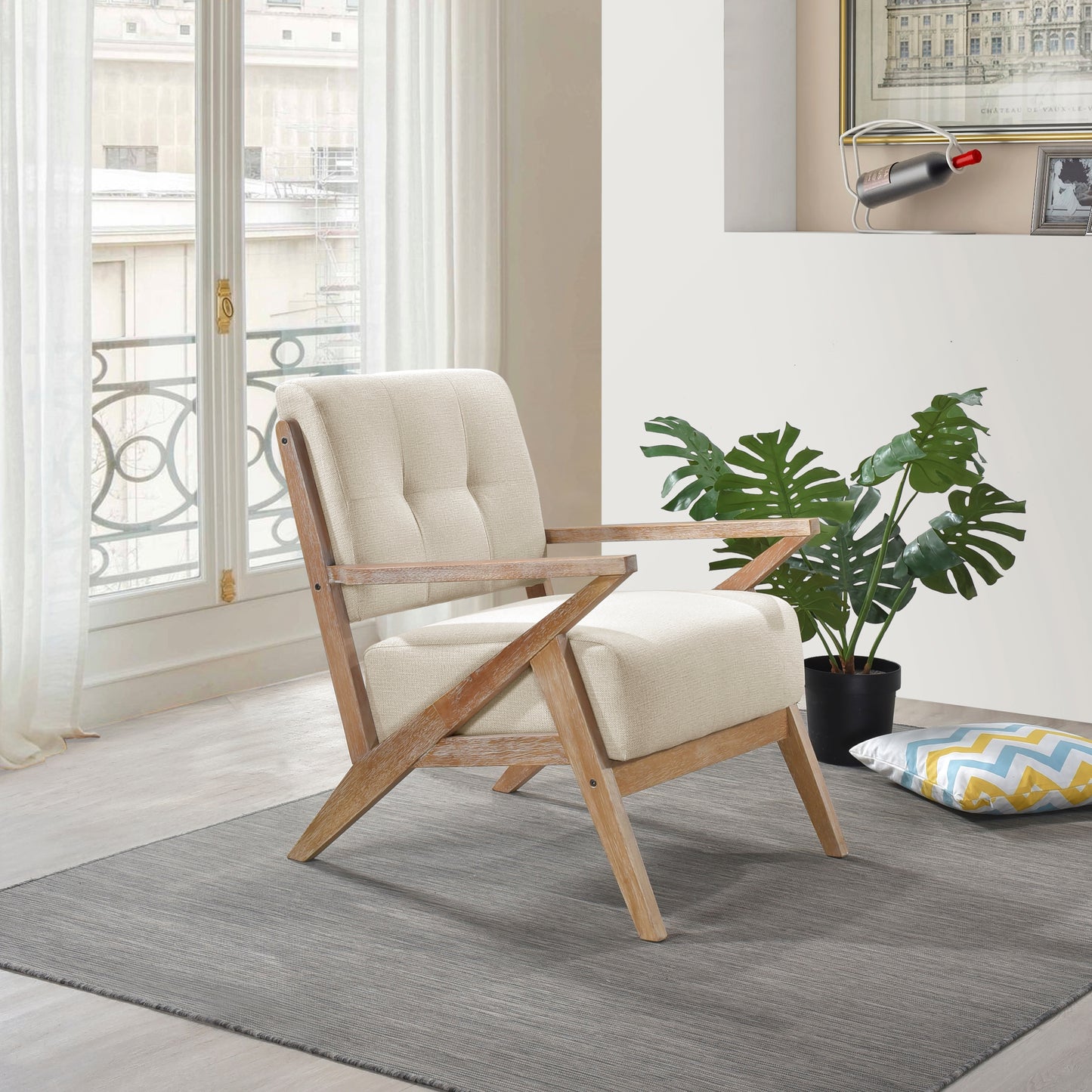 Homelegance Ollen Accent Chair in Textured Sand with Tufted Back 1211SN-1