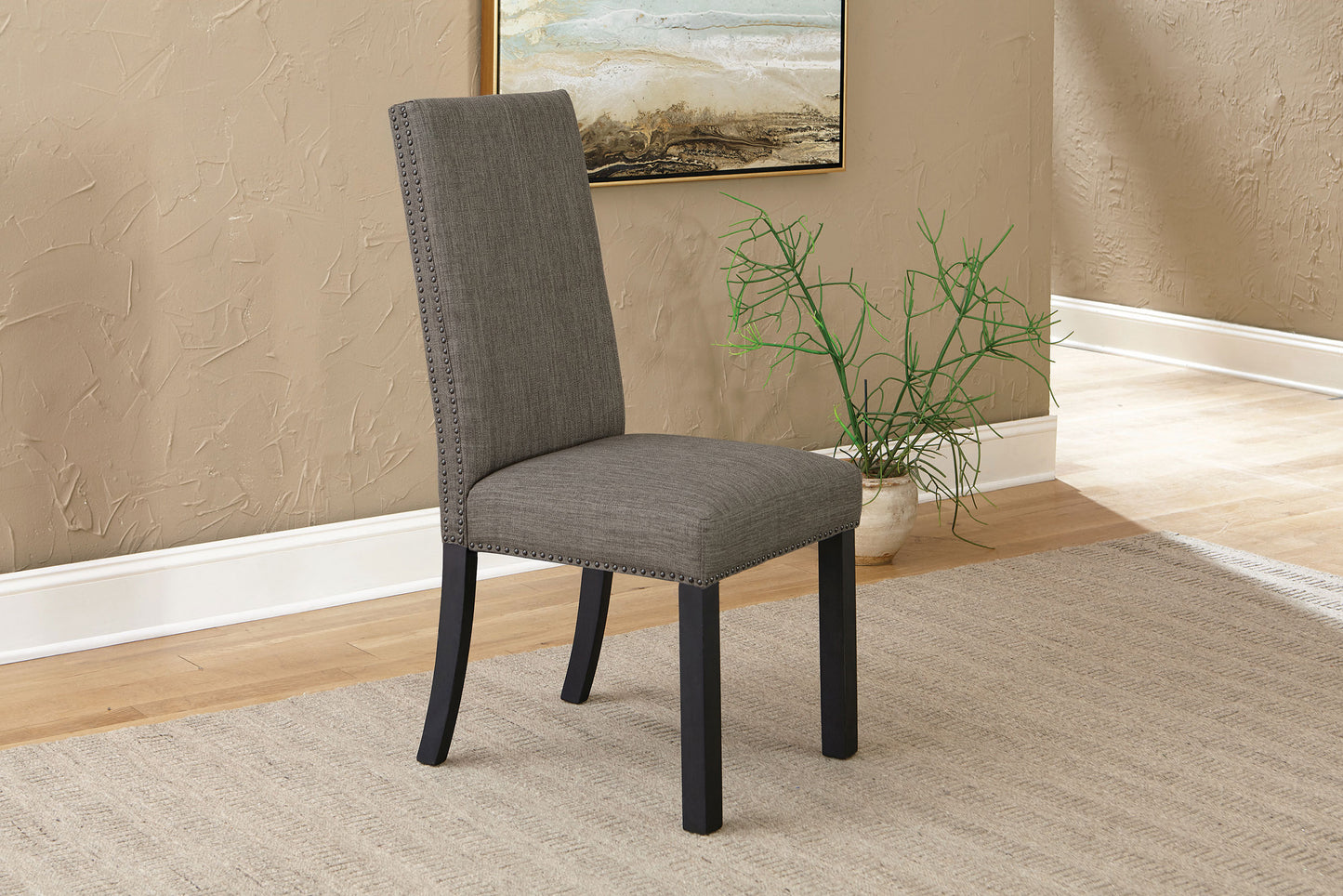 Hubbard Fabric Upholstered Dining Side Chair Grey (Set of 2)