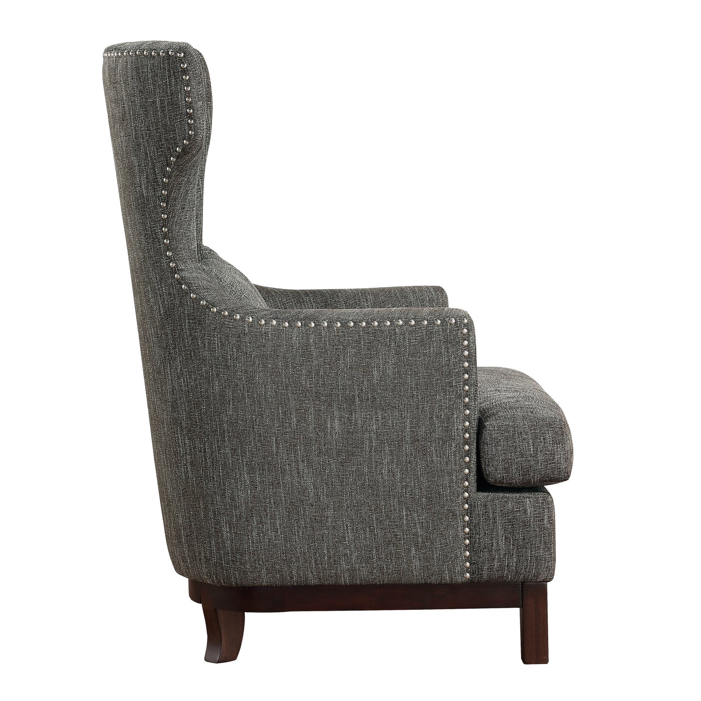 Homelegance Adriano Accent Chair in Brown Gray Textured Fabric with Nailhead Trim 1217F3S