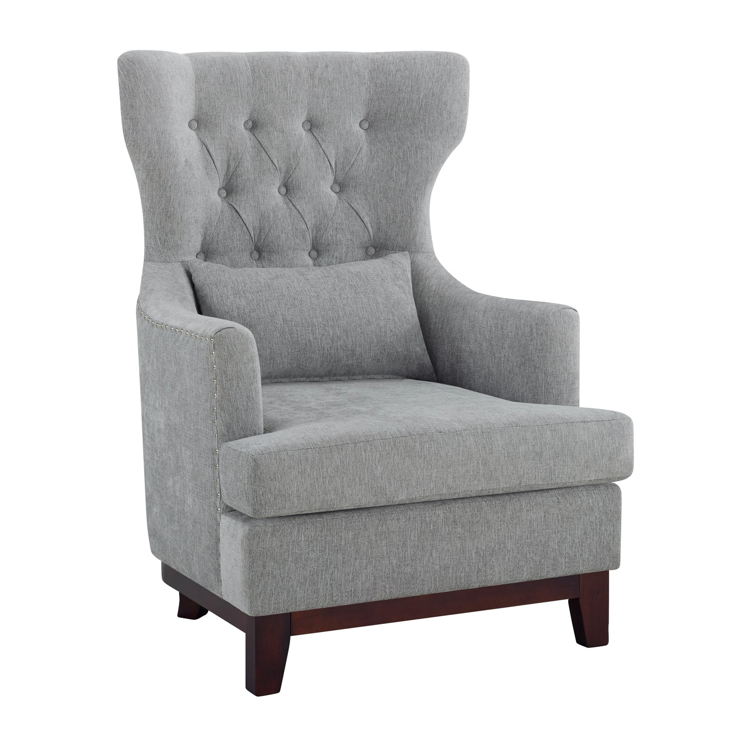 Homelegance Adriano Accent Chair Light Gray Textured Fabric with Nailhead Trim 1217F5S