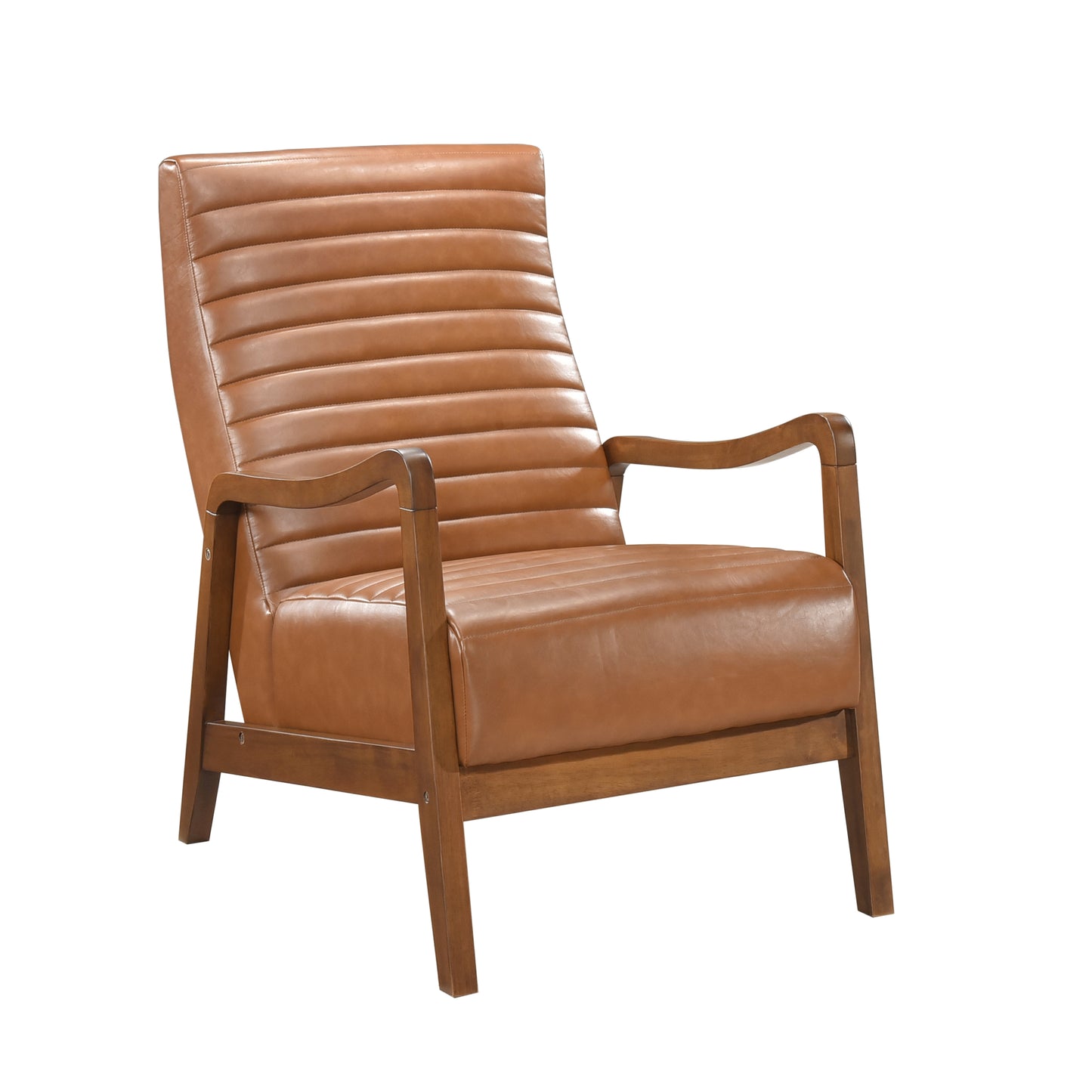Homelegance Rupert Accent Chair in Matt Brown Faux Leather with Walnut Finish 1226BRW-1