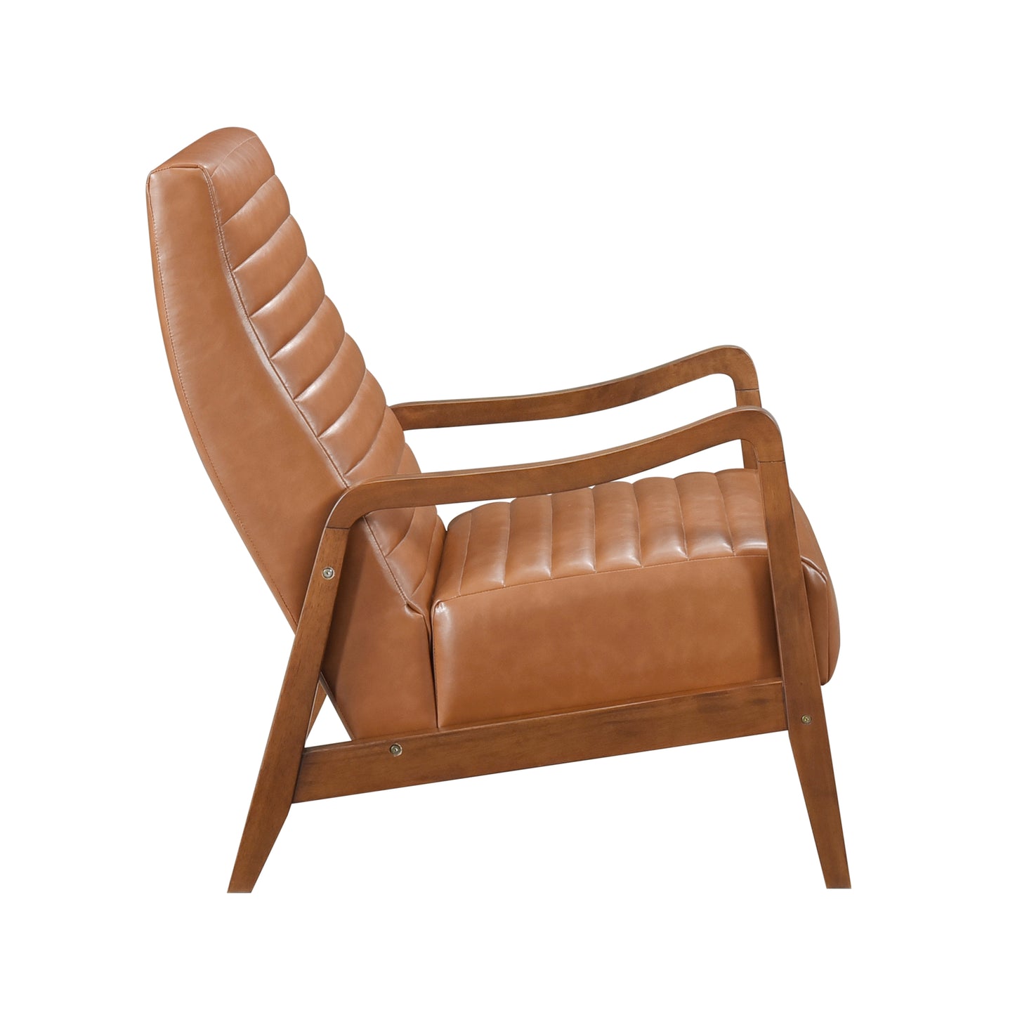 Homelegance Rupert Accent Chair in Matt Brown Faux Leather with Walnut Finish 1226BRW-1