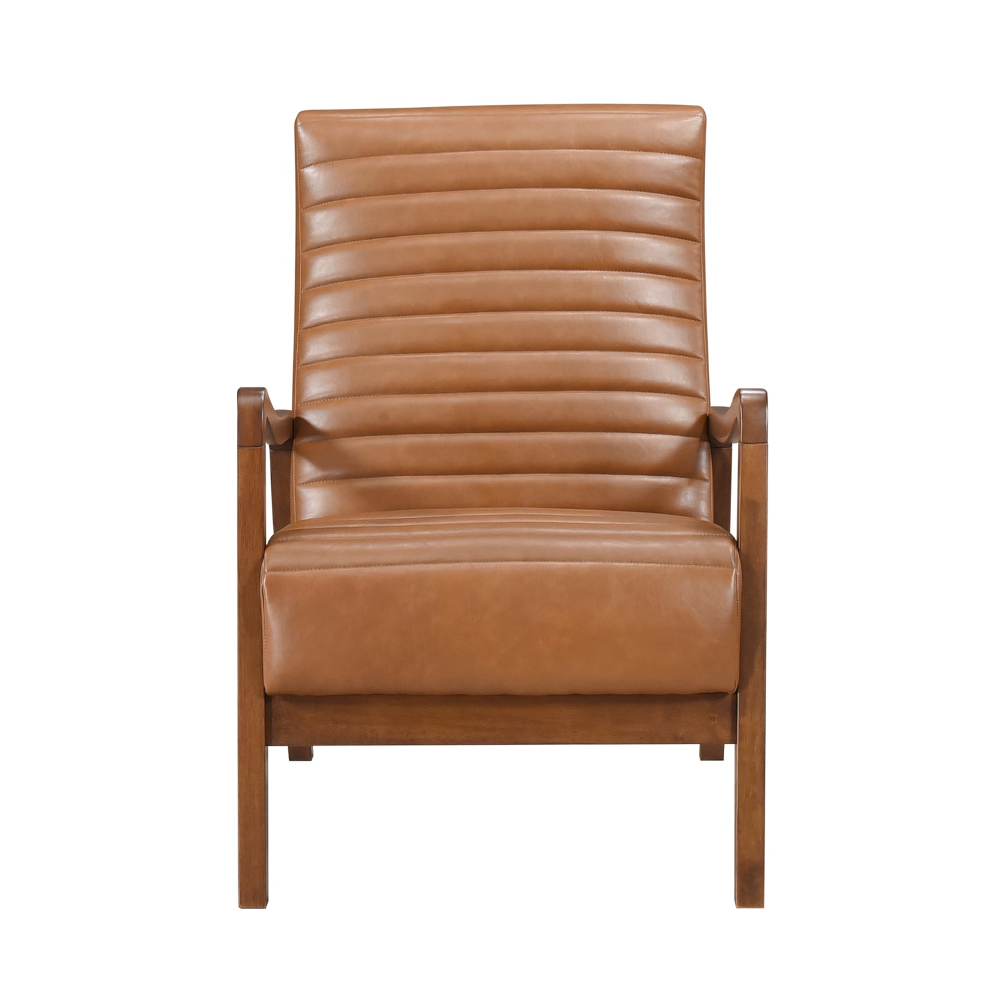 Homelegance Rupert Accent Chair in Matt Brown Faux Leather with Walnut Finish 1226BRW-1