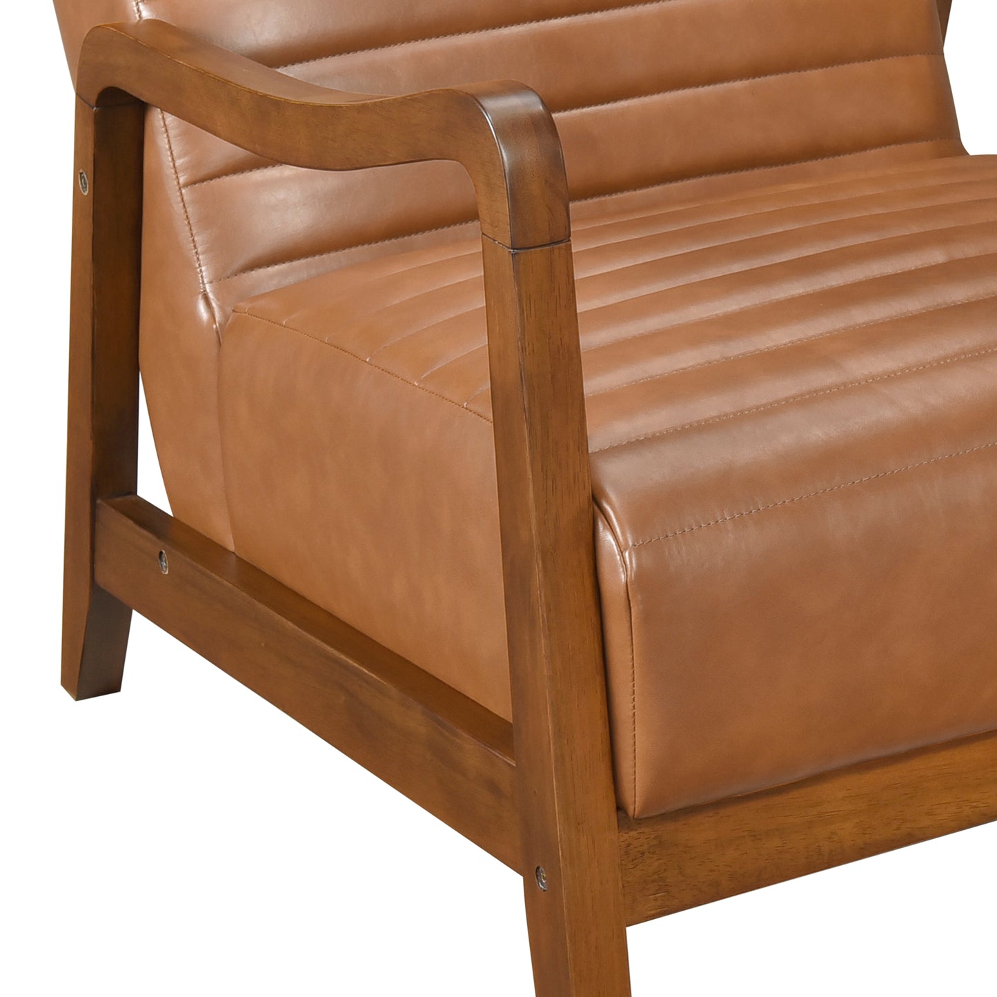 Homelegance Rupert Accent Chair in Matt Brown Faux Leather with Walnut Finish 1226BRW-1