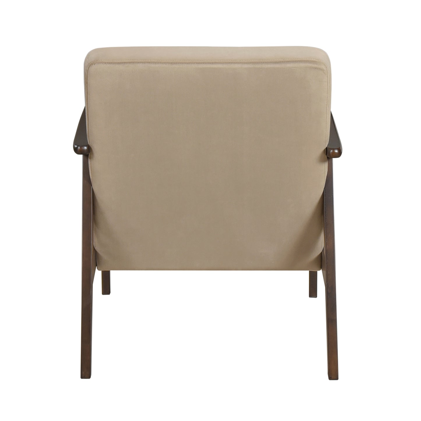 Homelegance Landers Accent Chair in Light Brown Velvet with Dark Walnut Finish 1230BR-1