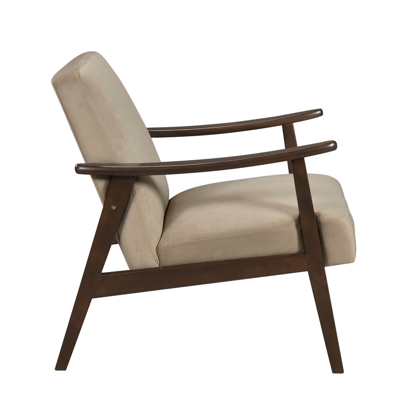 Homelegance Landers Accent Chair in Light Brown Velvet with Dark Walnut Finish 1230BR-1