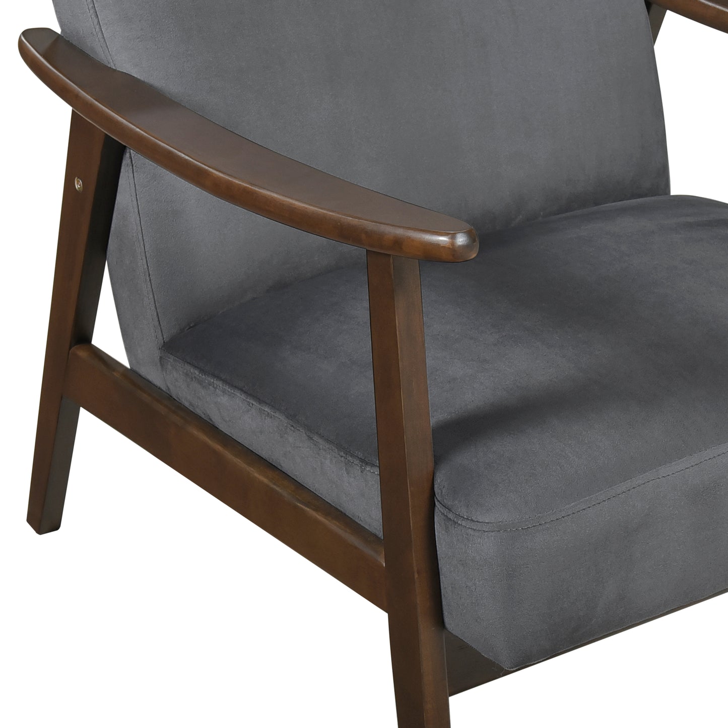Homelegance Landers Accent Chair in Dark Gray Velvet with Dark Walnut Finish 1230DG-1