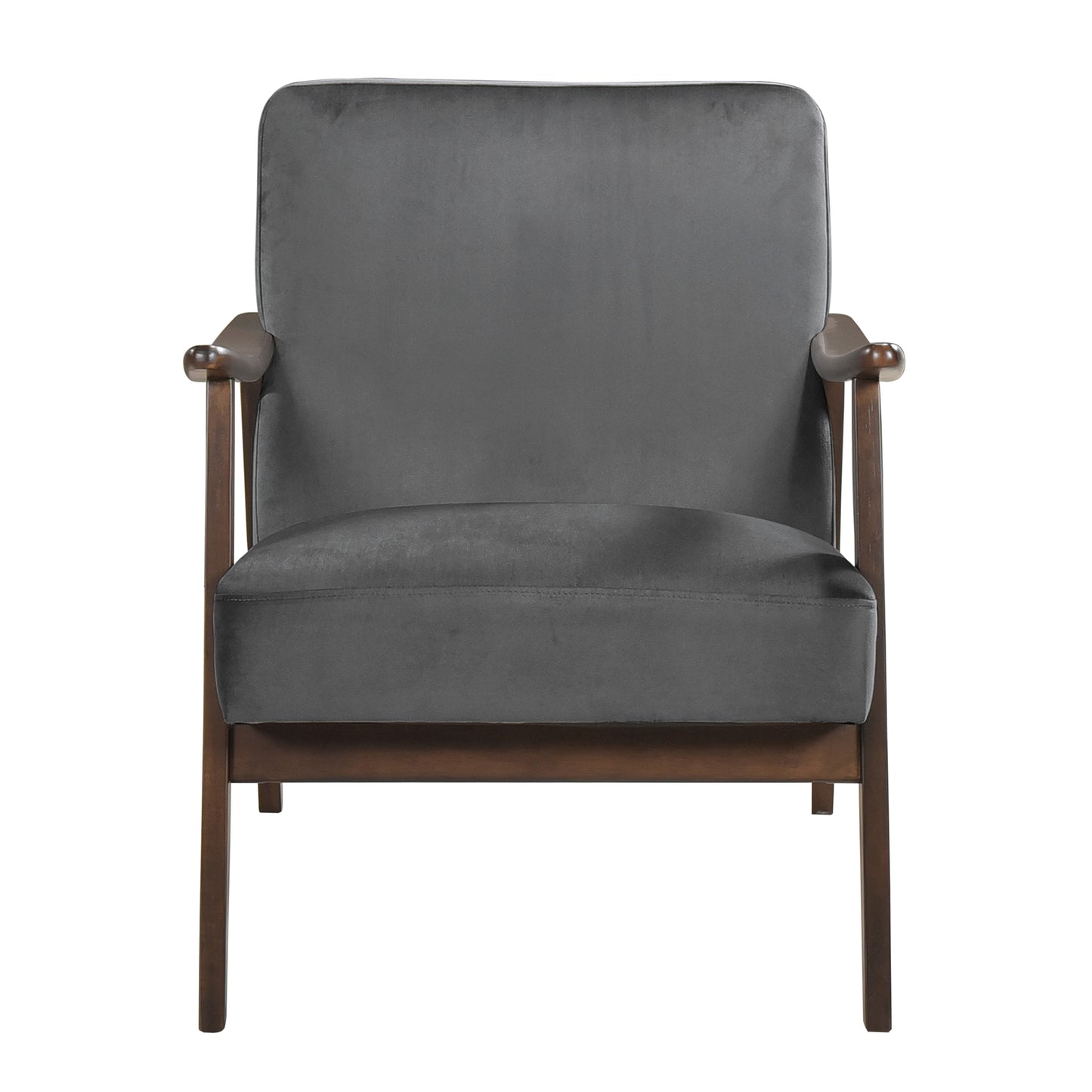 Homelegance Landers Accent Chair in Dark Gray Velvet with Dark Walnut Finish 1230DG-1