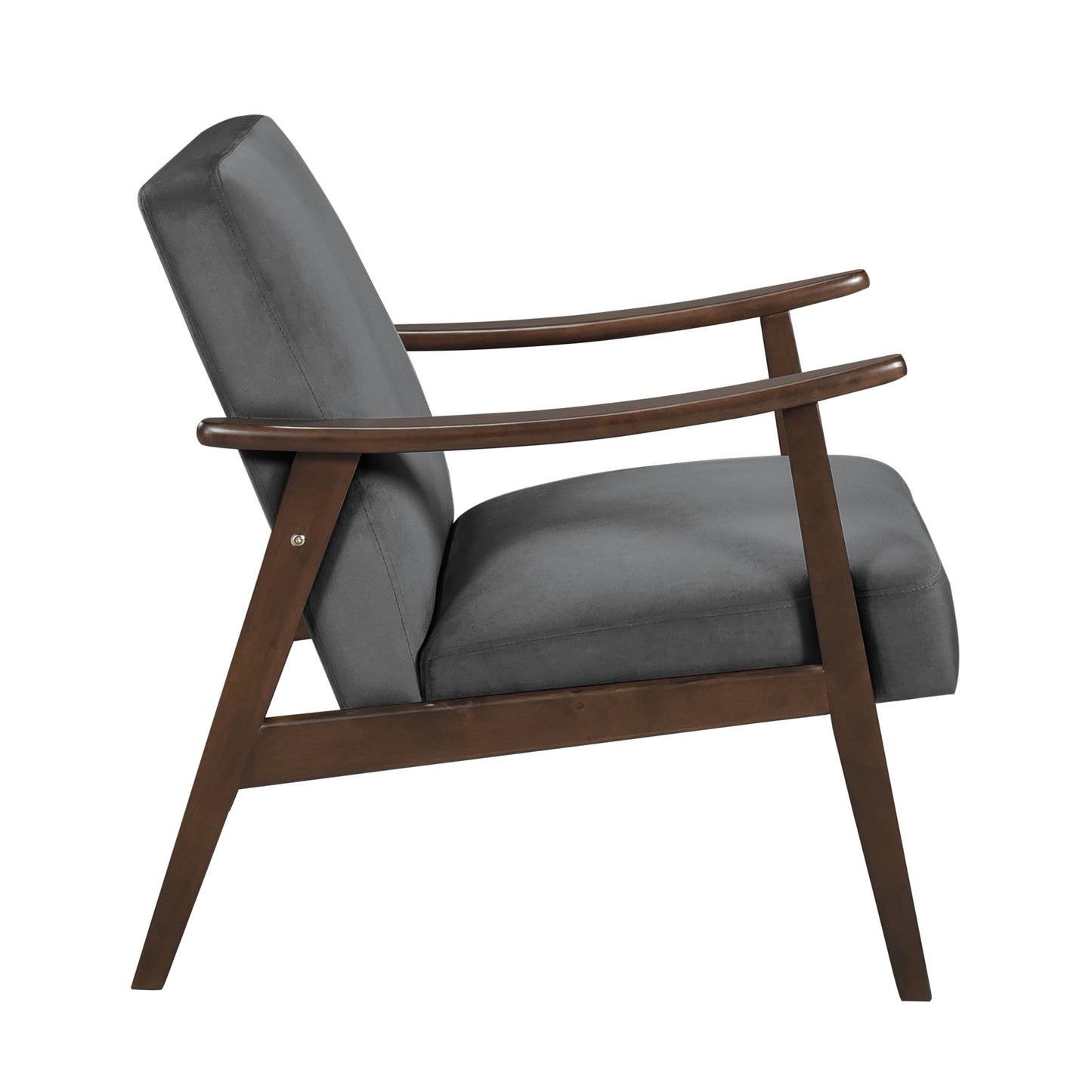 Homelegance Landers Accent Chair in Dark Gray Velvet with Dark Walnut Finish 1230DG-1