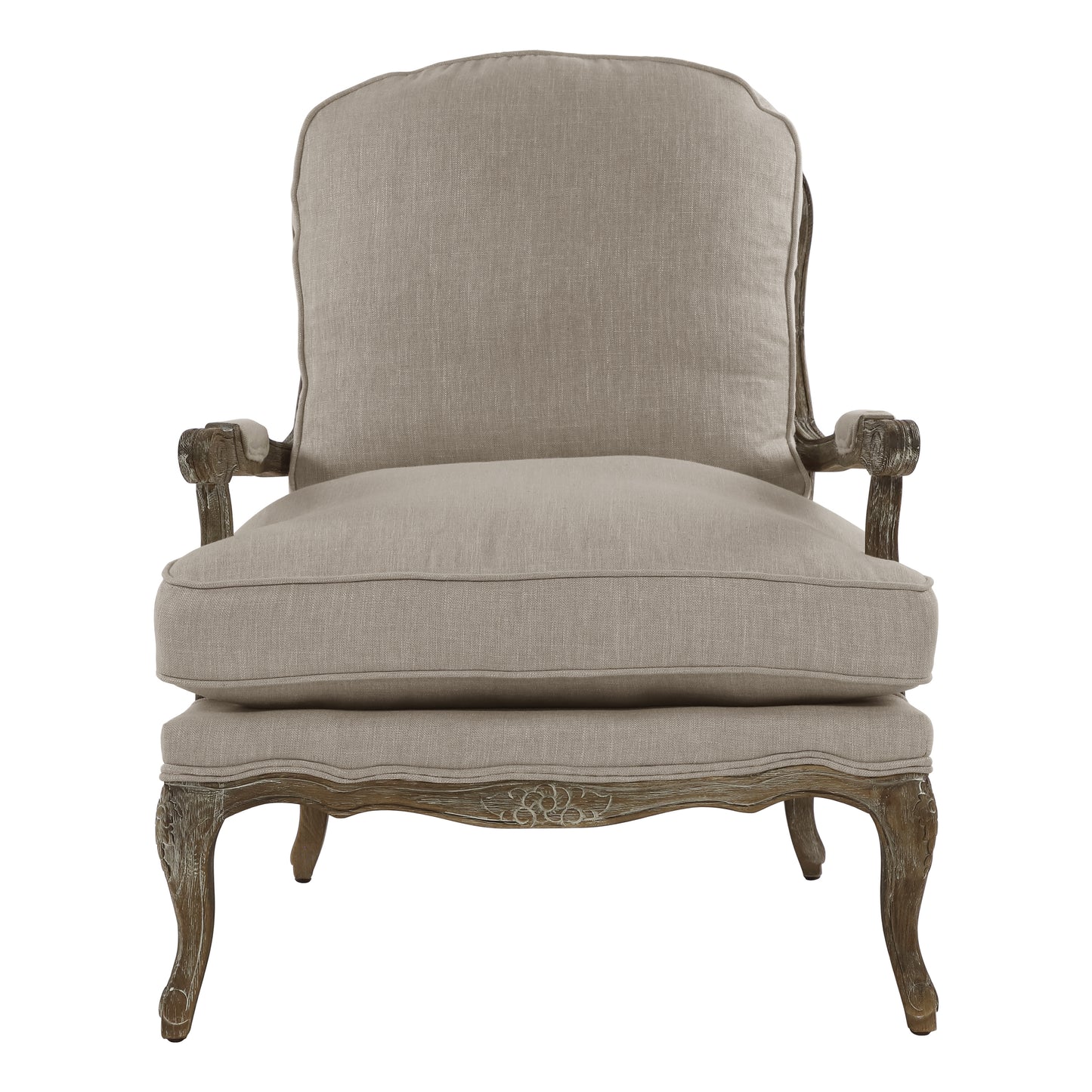 Homelegance Parlier Accent Chair in Natural Textured Fabric with Weathered Gray Finish 1234-1