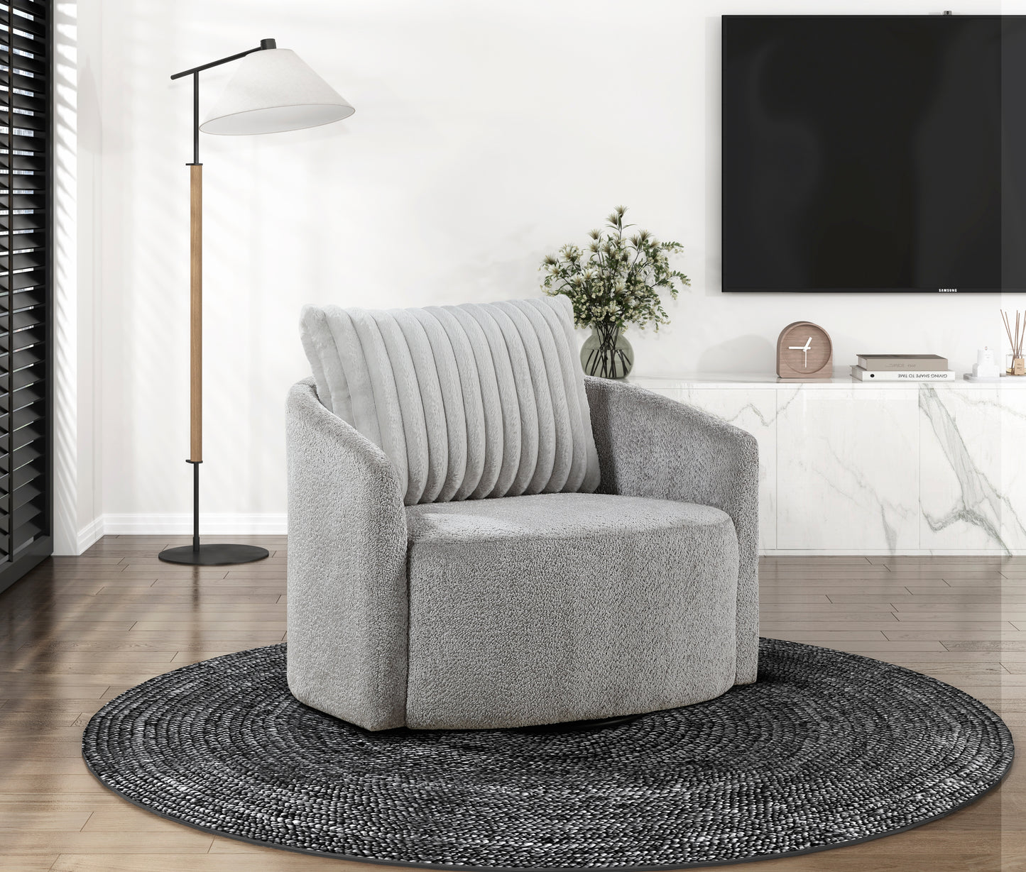 Homelegance Francine Swivel Chair Gray Chenille Upholstery 1239-1