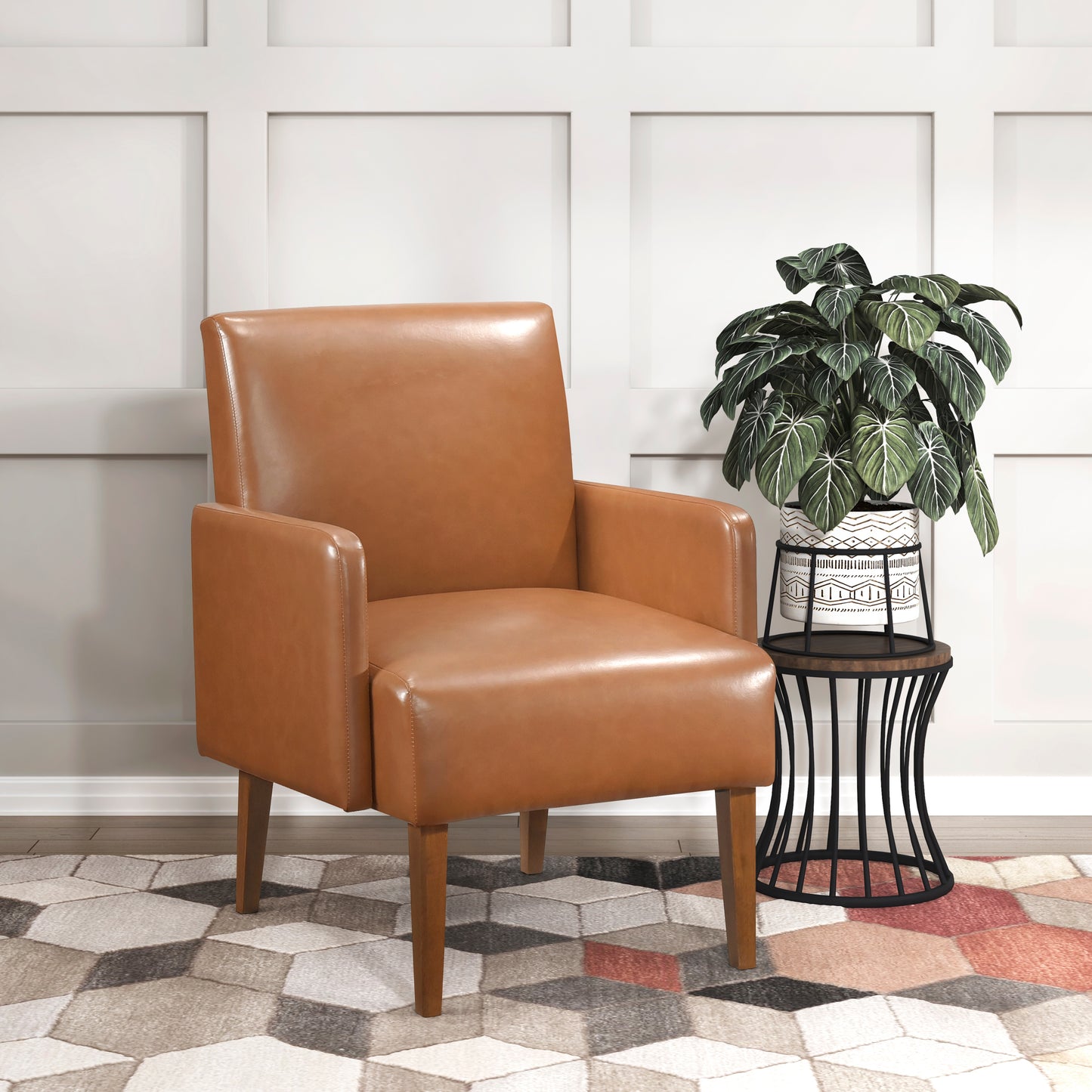 Homelegance Piers Accent Chair in Matt Brown Faux Leather 1246BRW-1