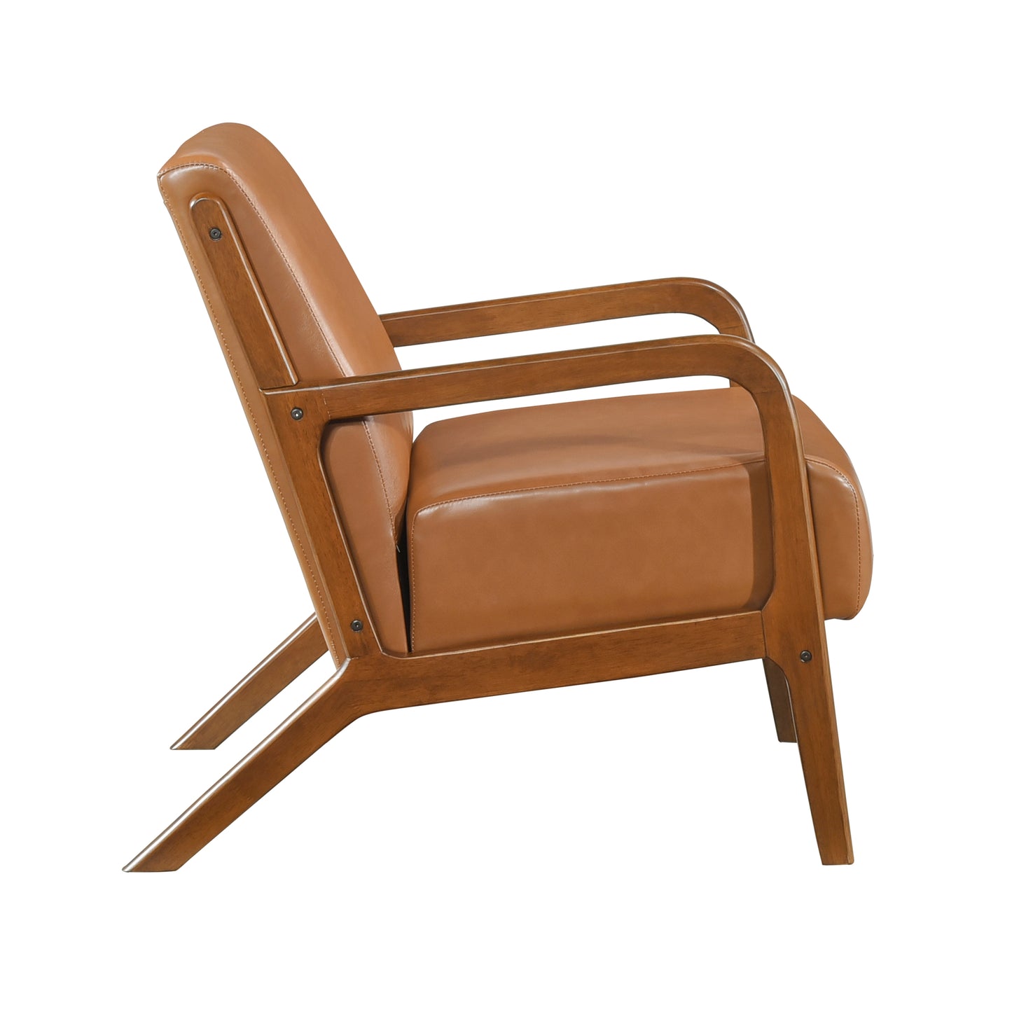 Homelegance Gabe Accent Chair in Matt Brown Faux Leather with Walnut Finish 1247BRW-1