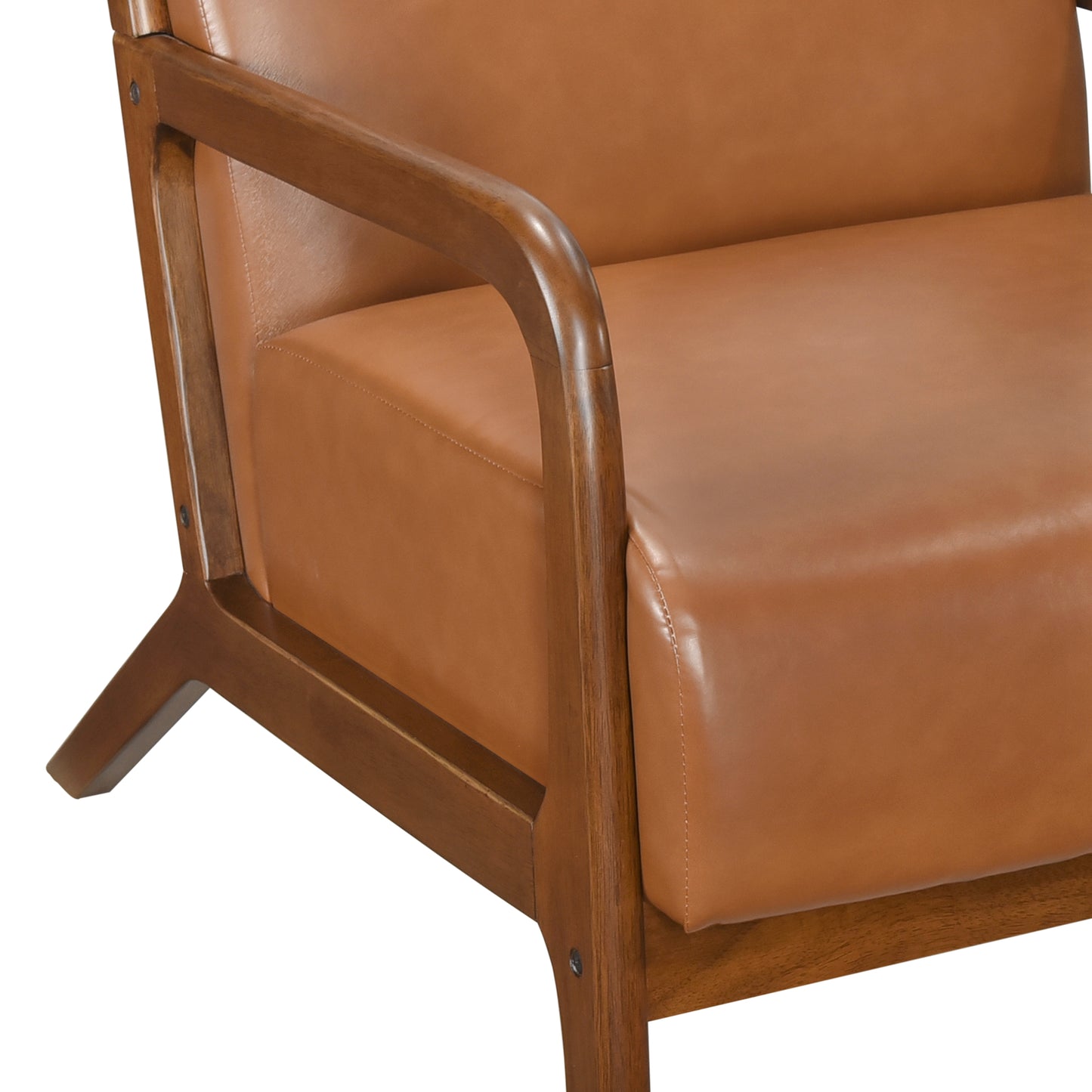 Homelegance Gabe Accent Chair in Matt Brown Faux Leather with Walnut Finish 1247BRW-1
