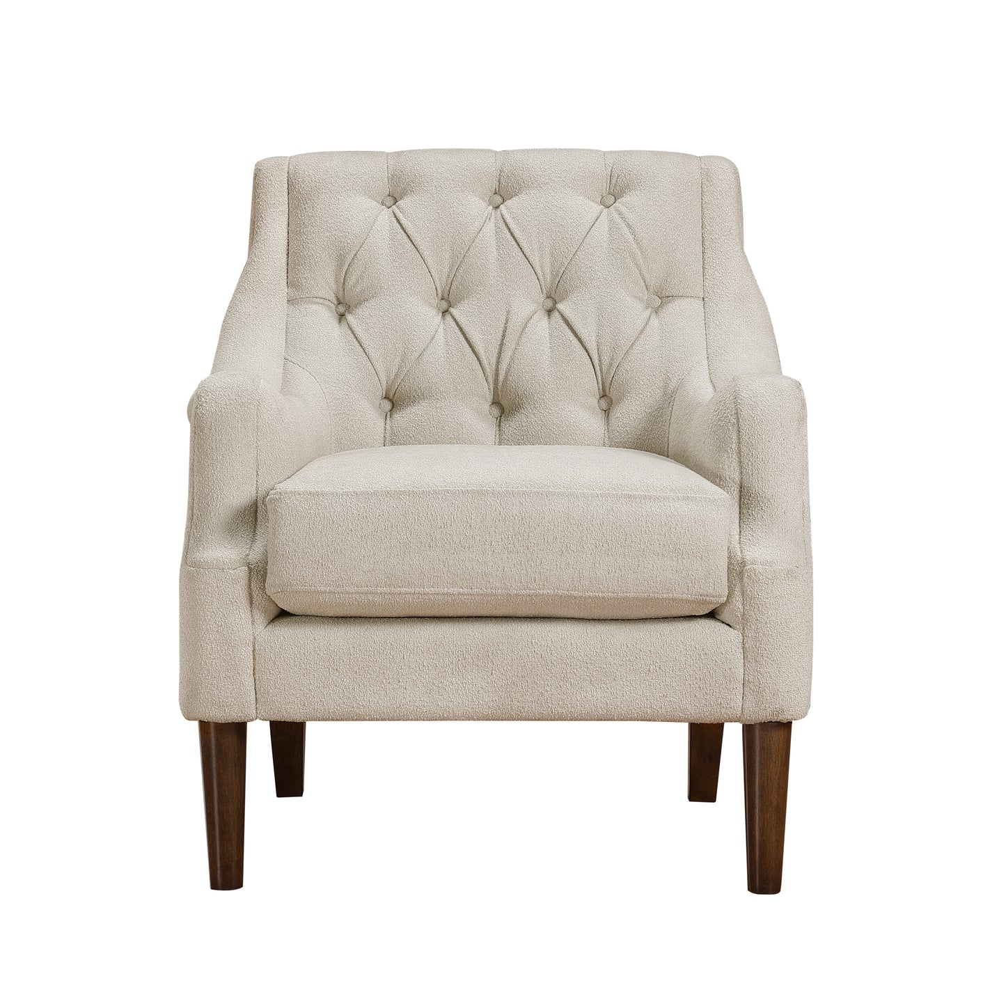 Homelegance Stella Accent Chair in Beige Boucle Fabric with Button Tufting 1248BE-1