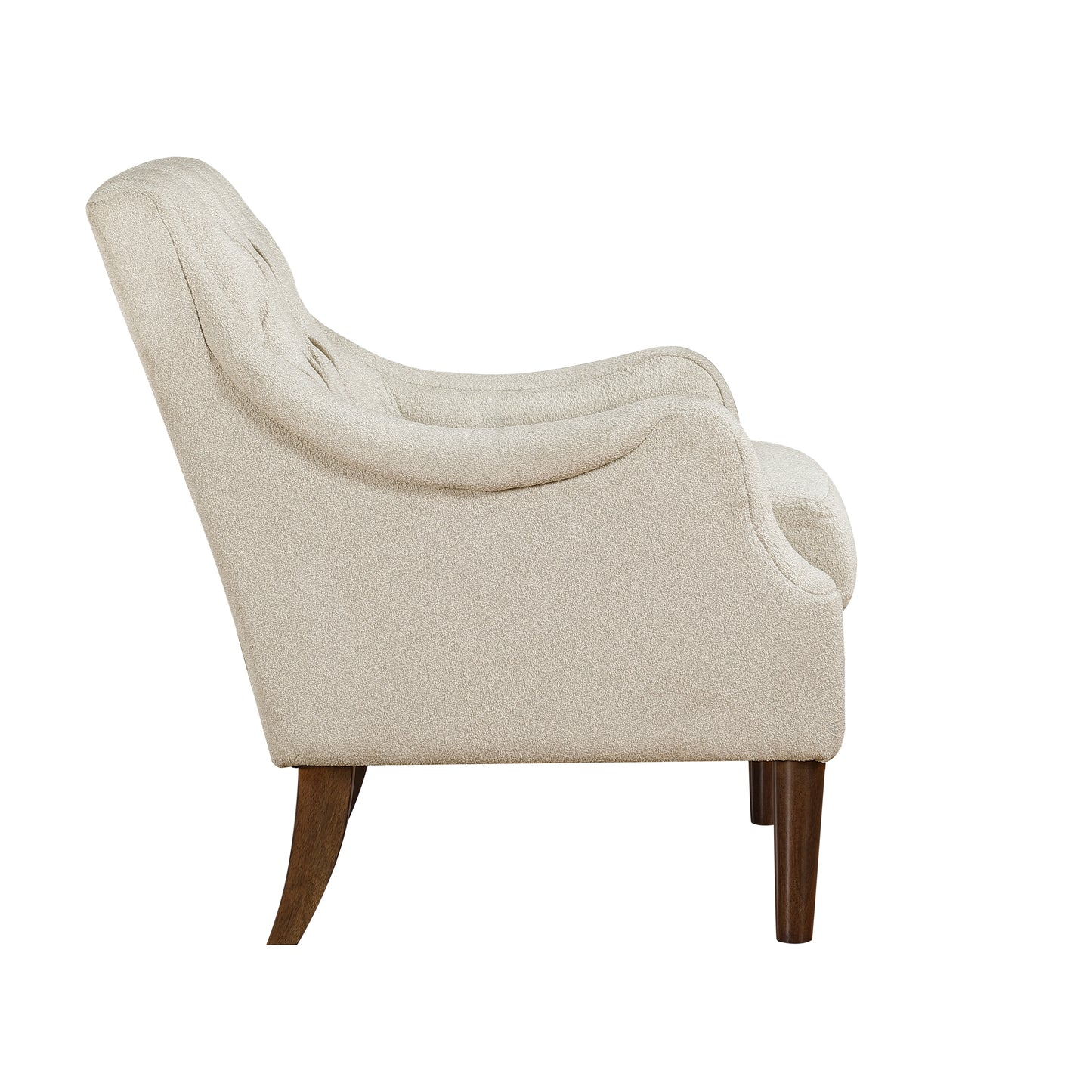 Homelegance Stella Accent Chair in Beige Boucle Fabric with Button Tufting 1248BE-1
