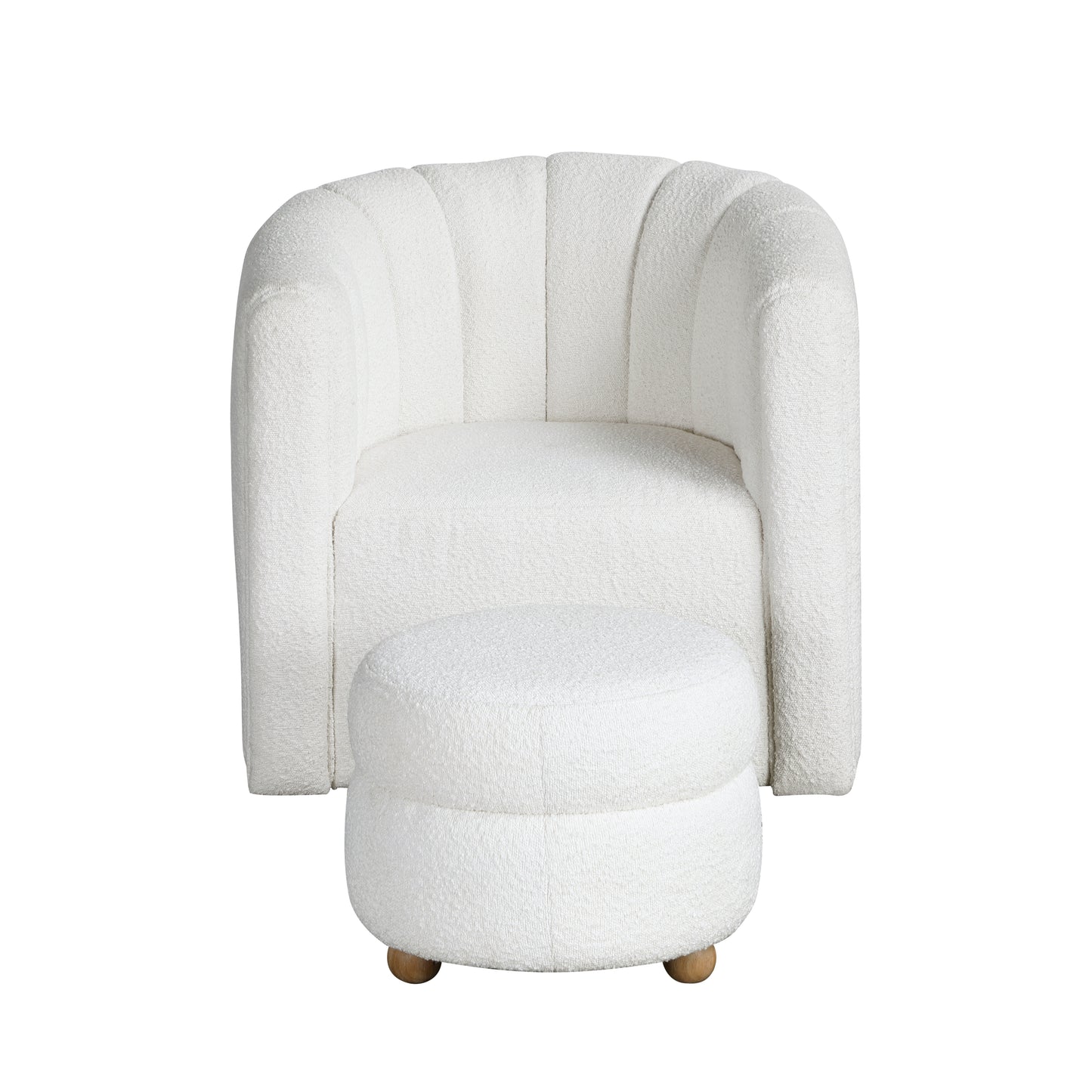 Homelegance Accent Chair Swivel Chair with Ottoman Solid Wood Frame 1260WH
