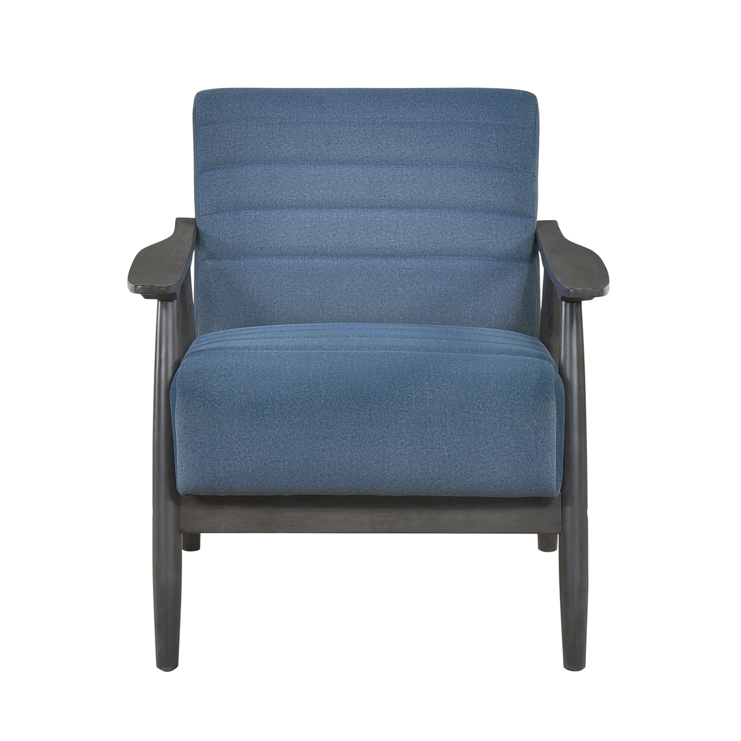 Homelegance Greeley Accent Chair in Blue Velvet with Brick Gray Finish 1287BU-1