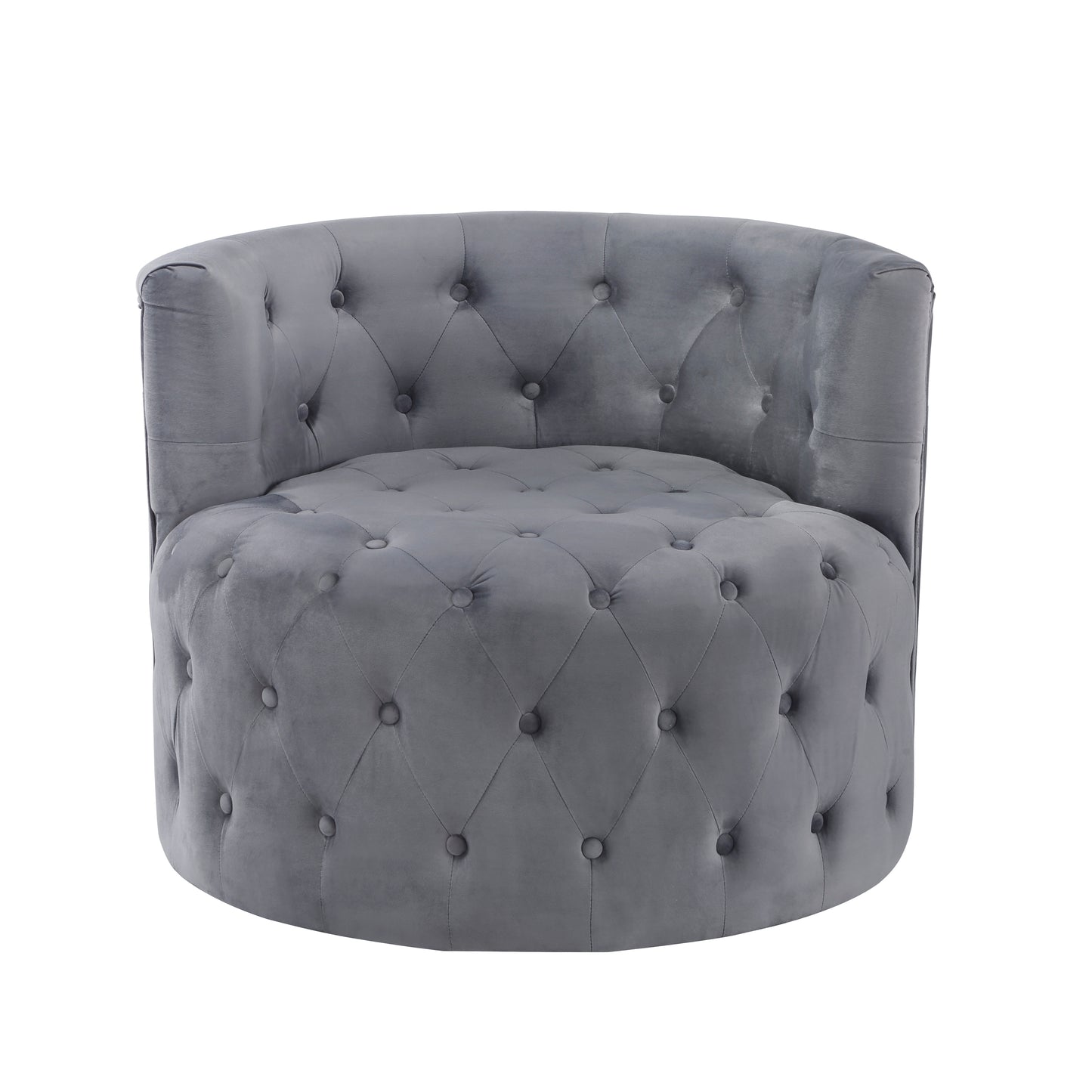 Homelegance Cheswold Swivel Chair in Gray Velvet with Button Tufting 1290GY-1