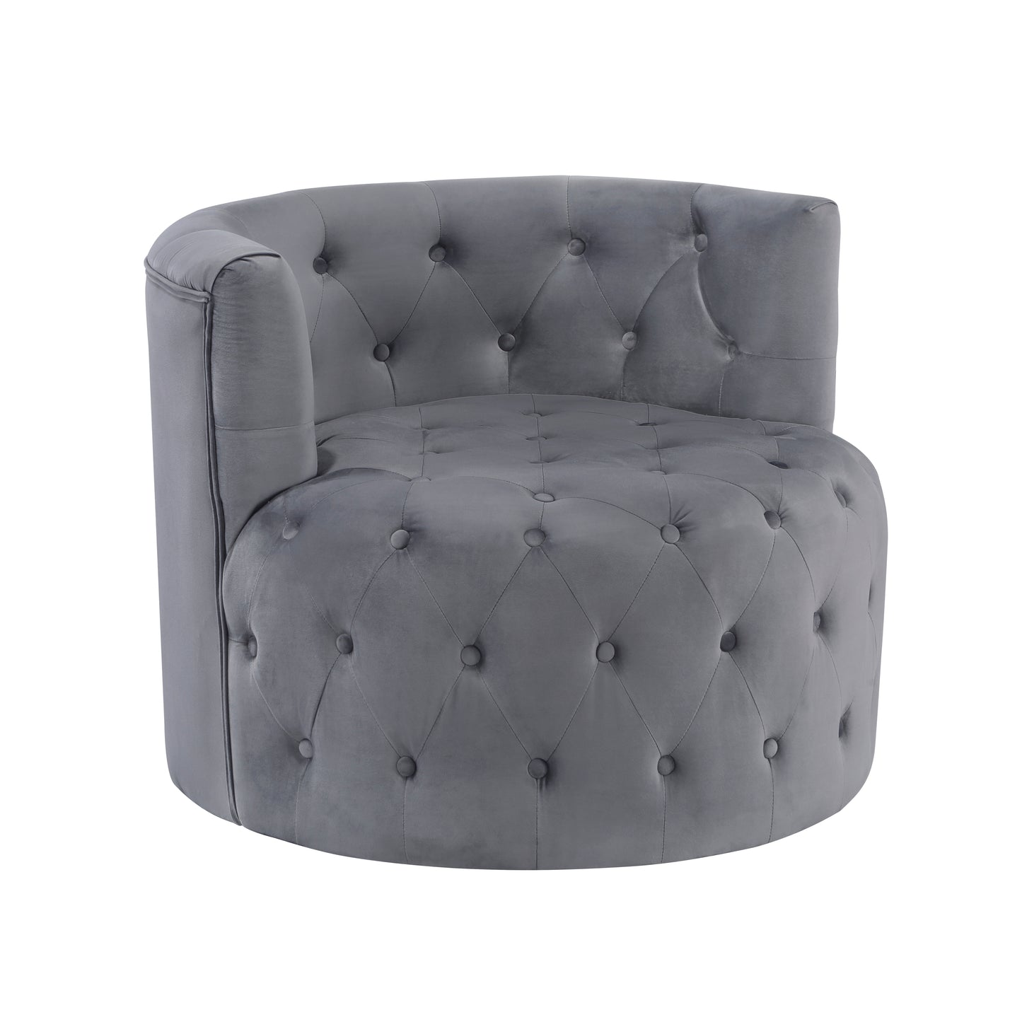 Homelegance Cheswold Swivel Chair in Gray Velvet with Button Tufting 1290GY-1