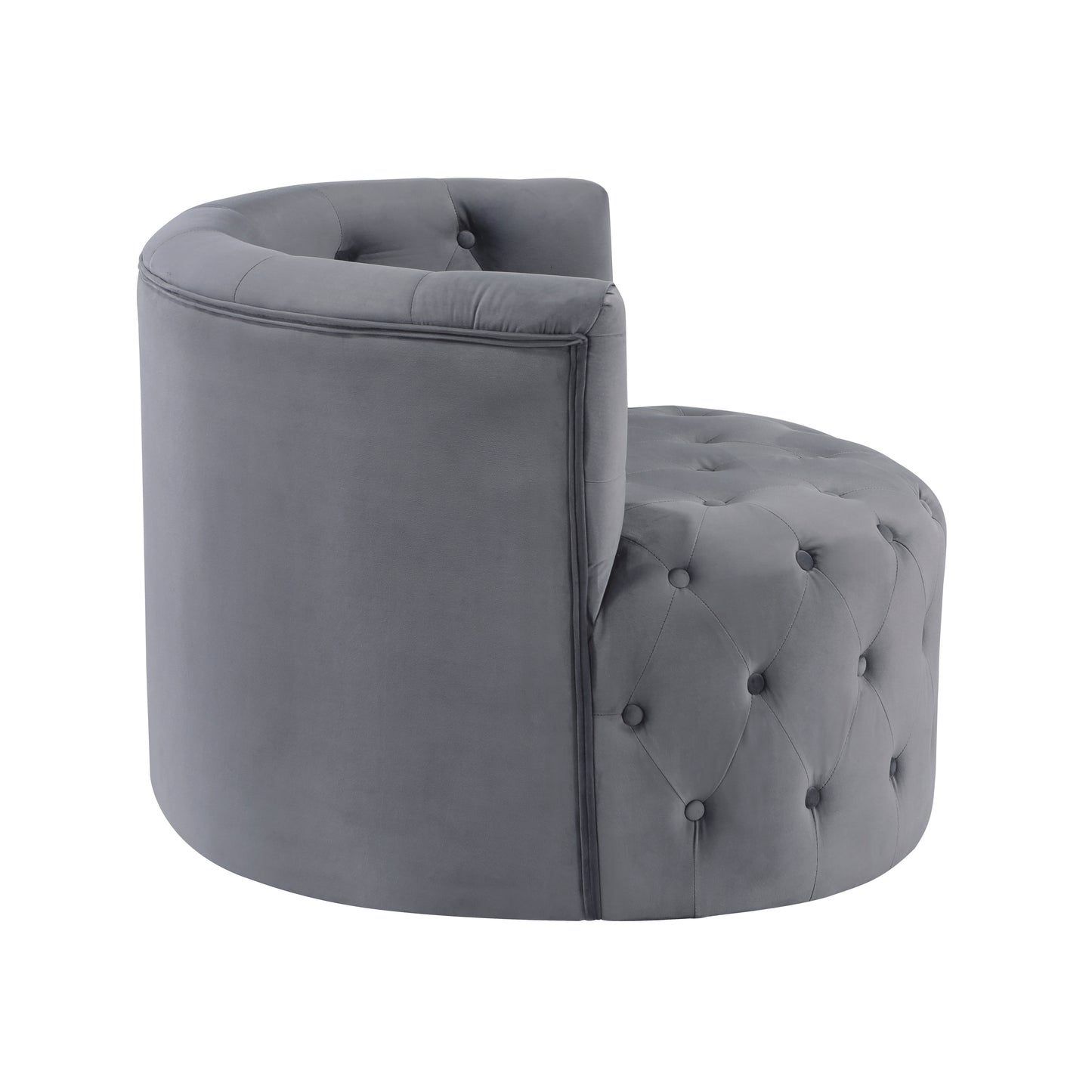 Homelegance Cheswold Swivel Chair in Gray Velvet with Button Tufting 1290GY-1