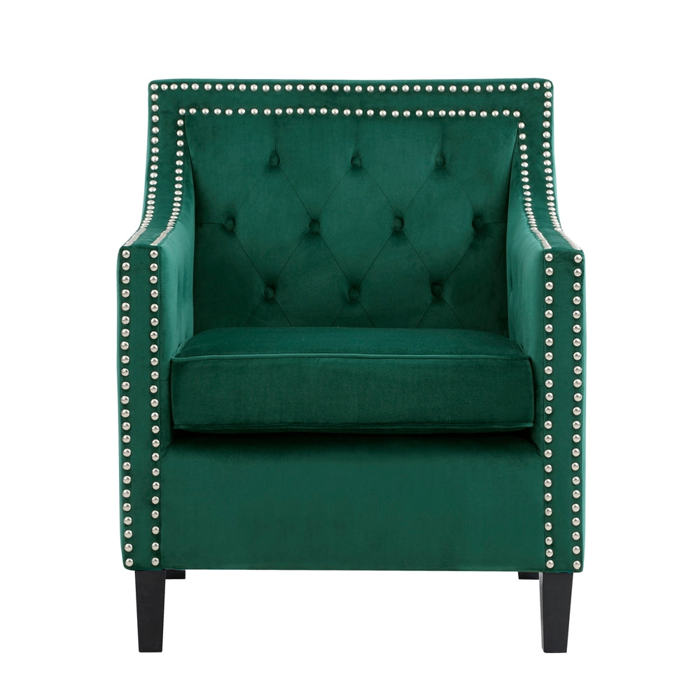 Homelegance Grazioso Accent Chair in Forest Green Velvet with Nailhead Trim 1297FG-1NN