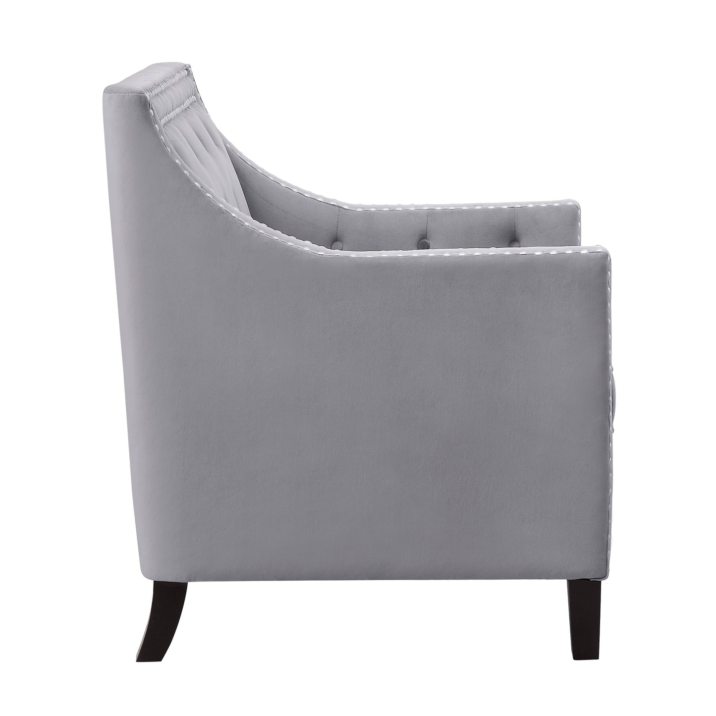 Homelegance Grazioso Accent Chair in Dark Gray Velvet with Button Tufting 1297GY-1NN