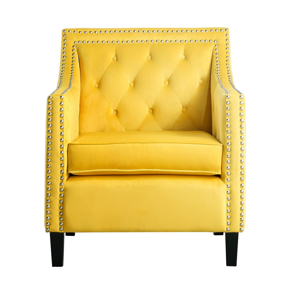 Homelegance Grazioso Accent Chair in Yellow Velvet with Button Tufting 1297YW-1NN