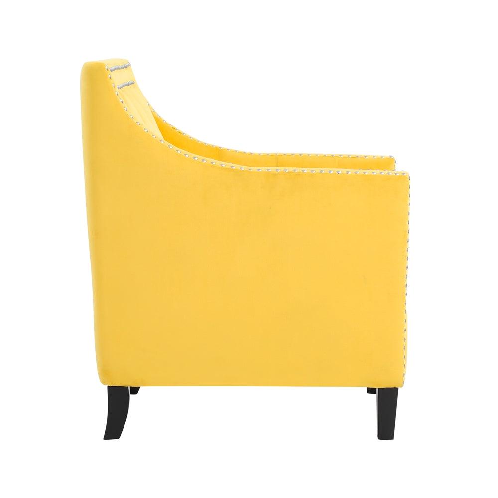 Homelegance Grazioso Accent Chair in Yellow Velvet with Button Tufting 1297YW-1NN