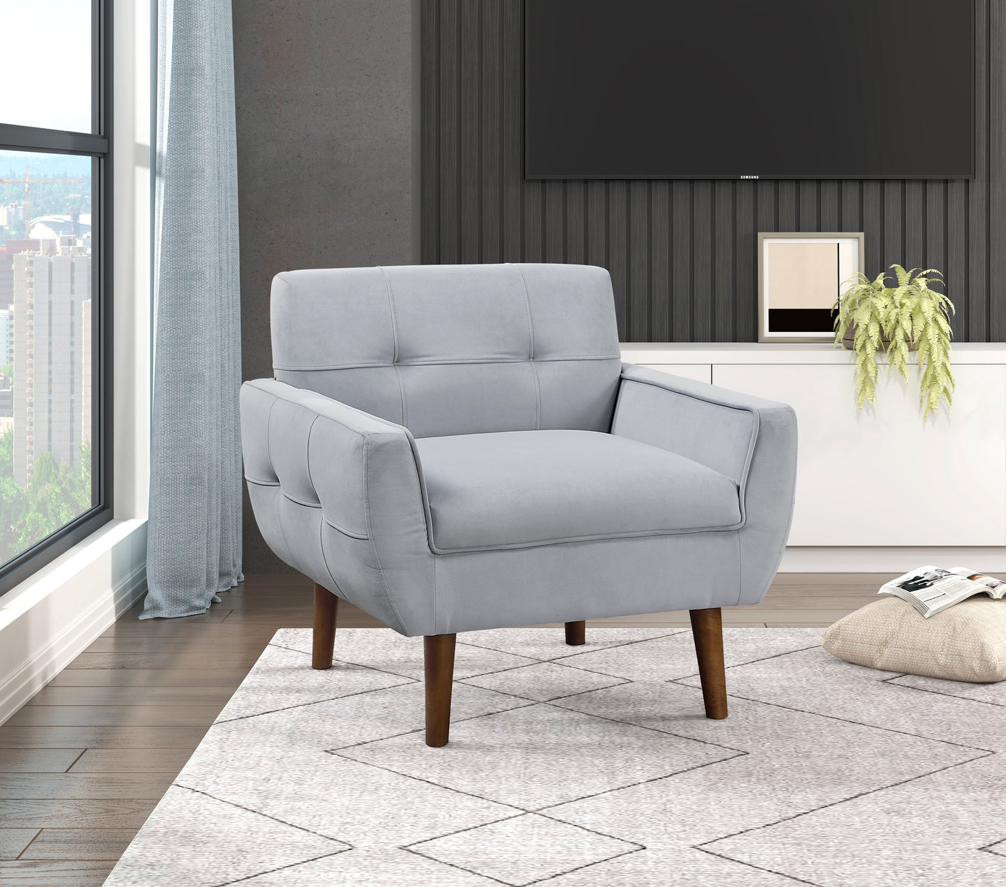 Homelegance Accent Chairs Gray Upholstered Stylish Seating 1298GY-1