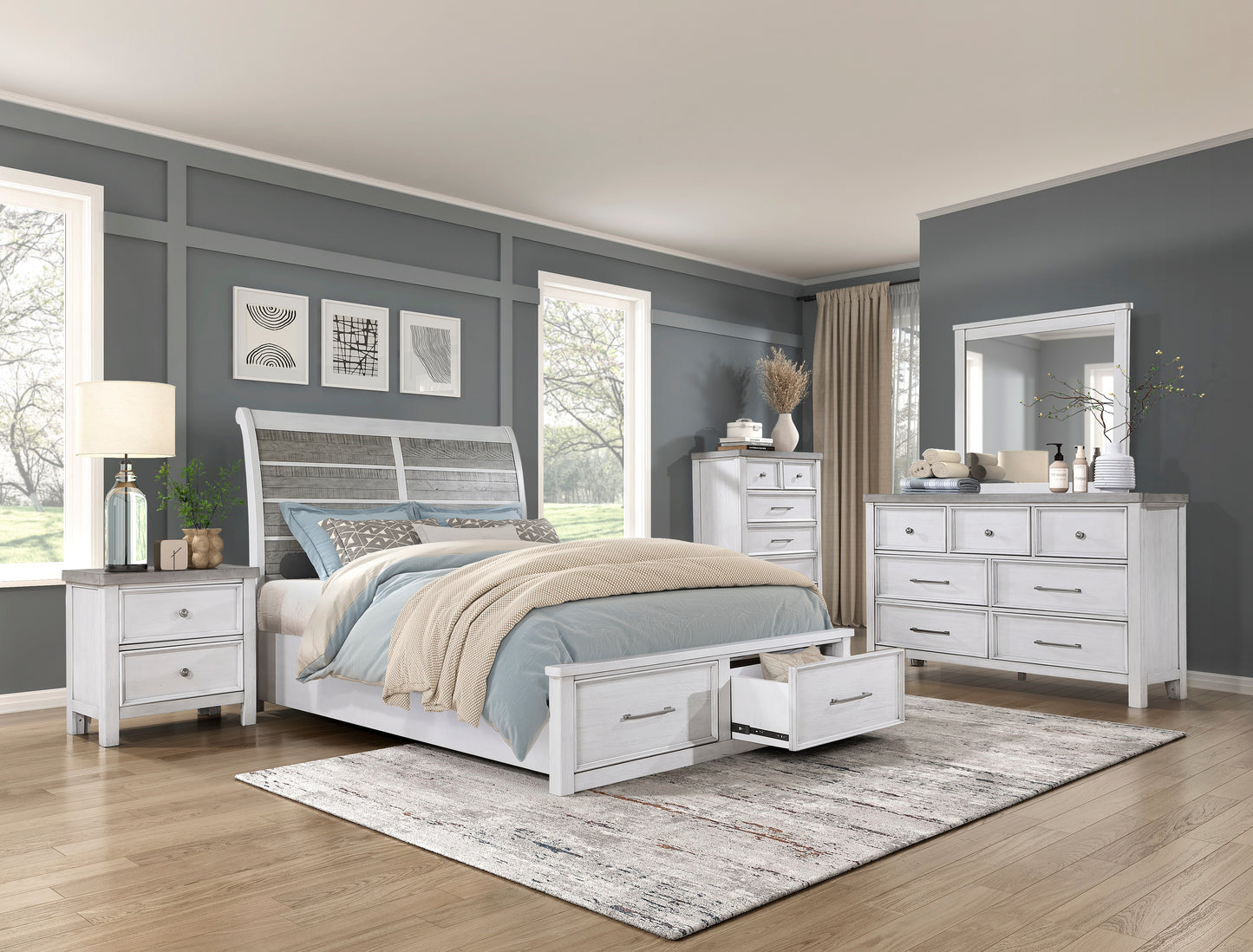 Homelegance Ambrose Dresser Antique White Gray Finish 1303-5