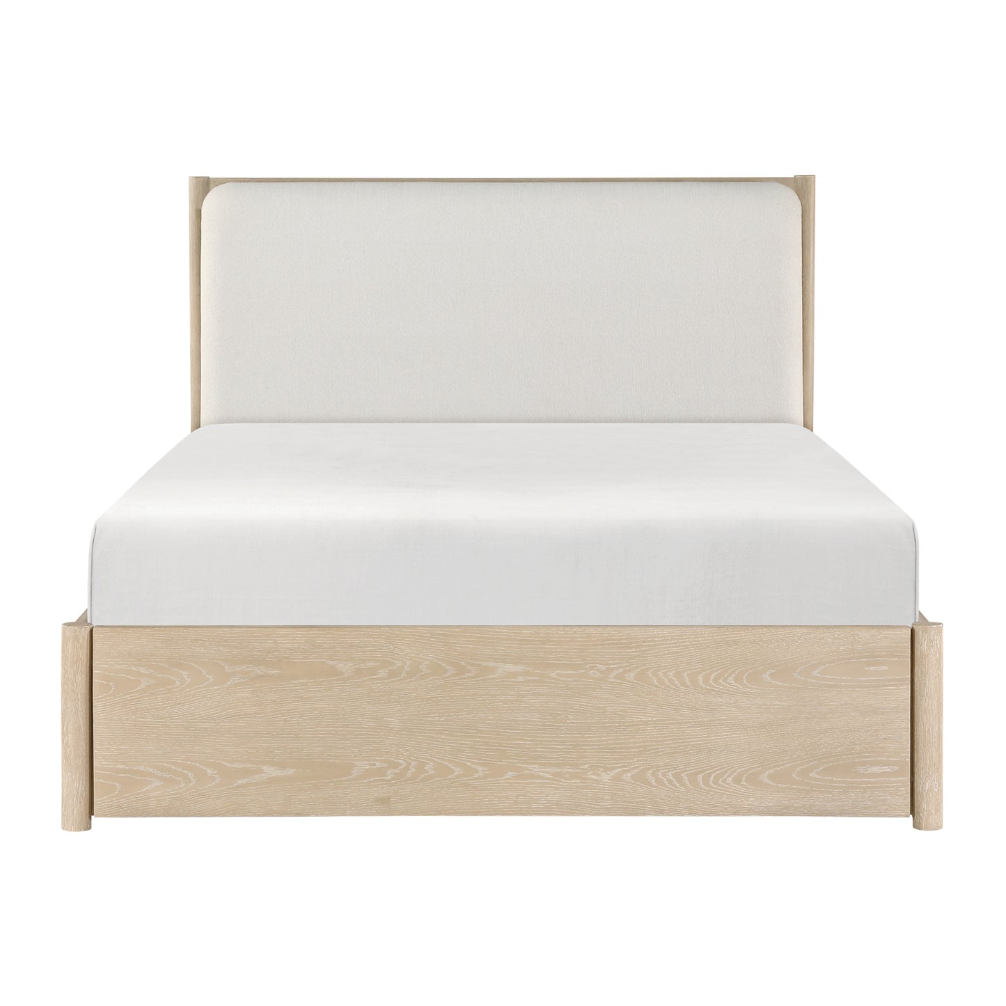 Homelegance Queen Bed Matteo Light Oak with Oyster Upholstery and Storage 1313N-1