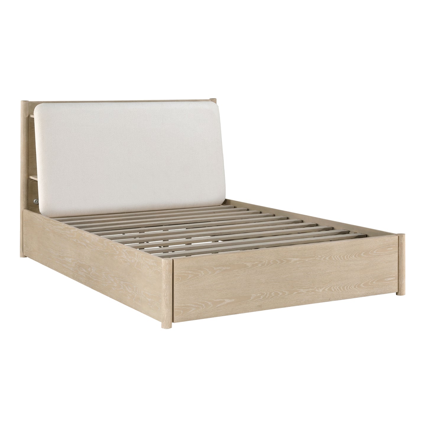 Homelegance Queen Bed Matteo Light Oak with Oyster Upholstery and Storage 1313N-1