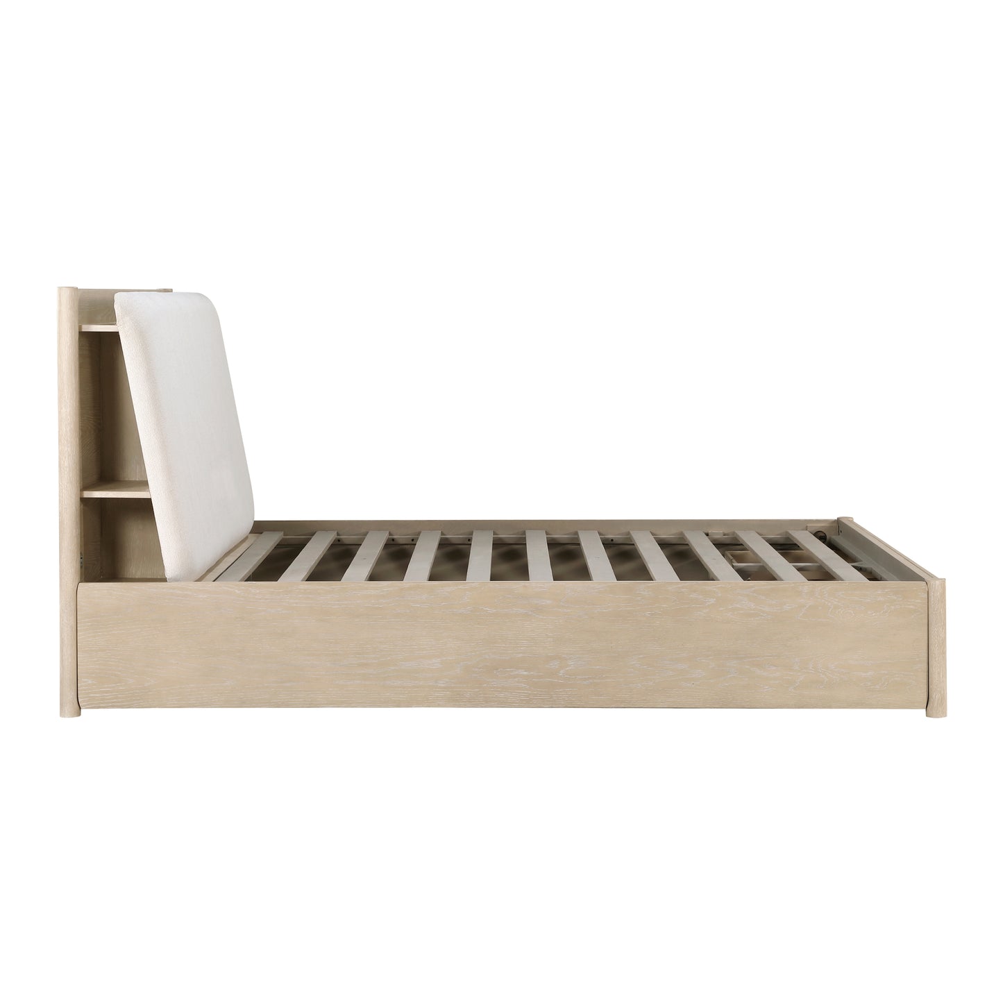 Homelegance Queen Bed Matteo Light Oak with Oyster Upholstery and Storage 1313N-1