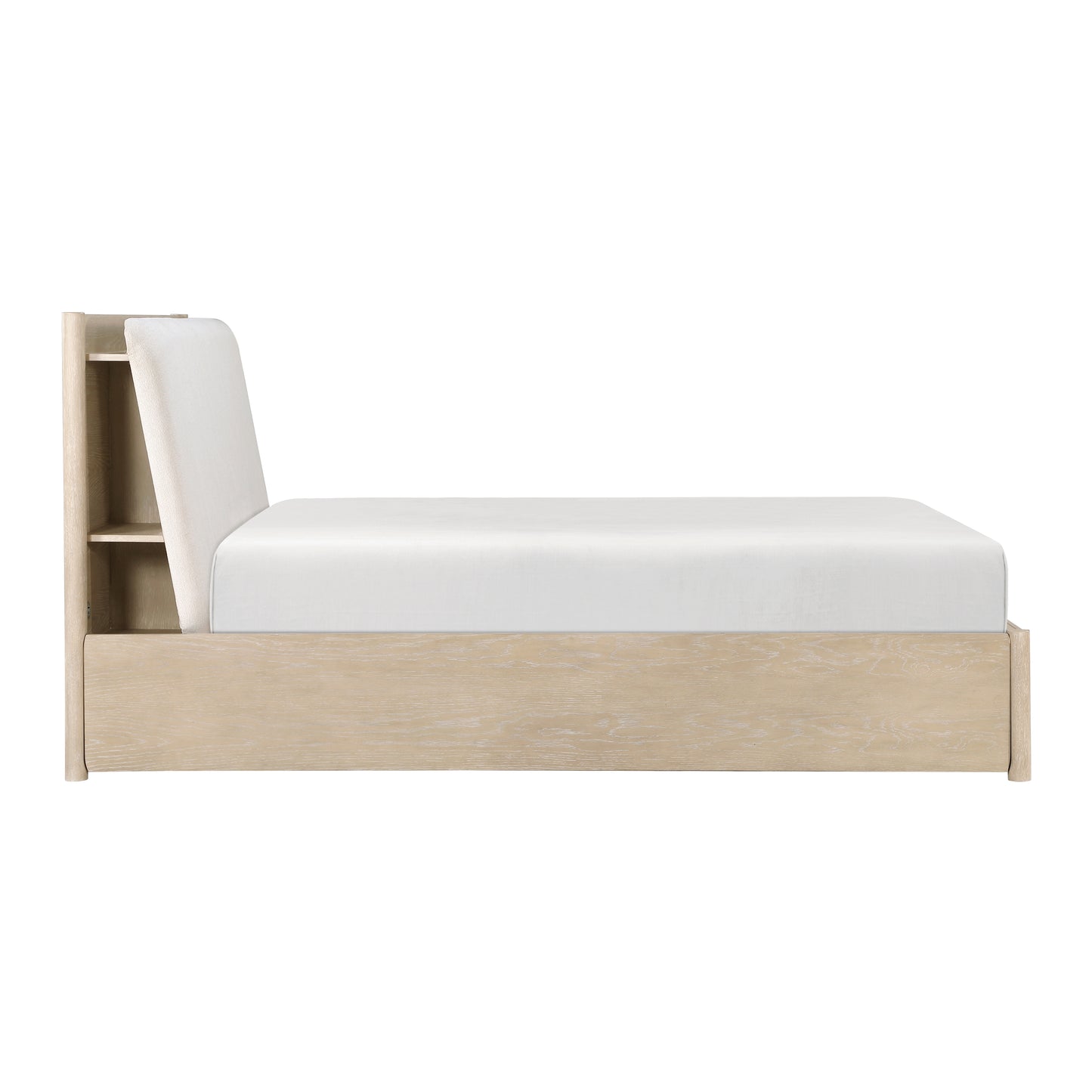 Homelegance Queen Bed Matteo Light Oak with Oyster Upholstery and Storage 1313N-1