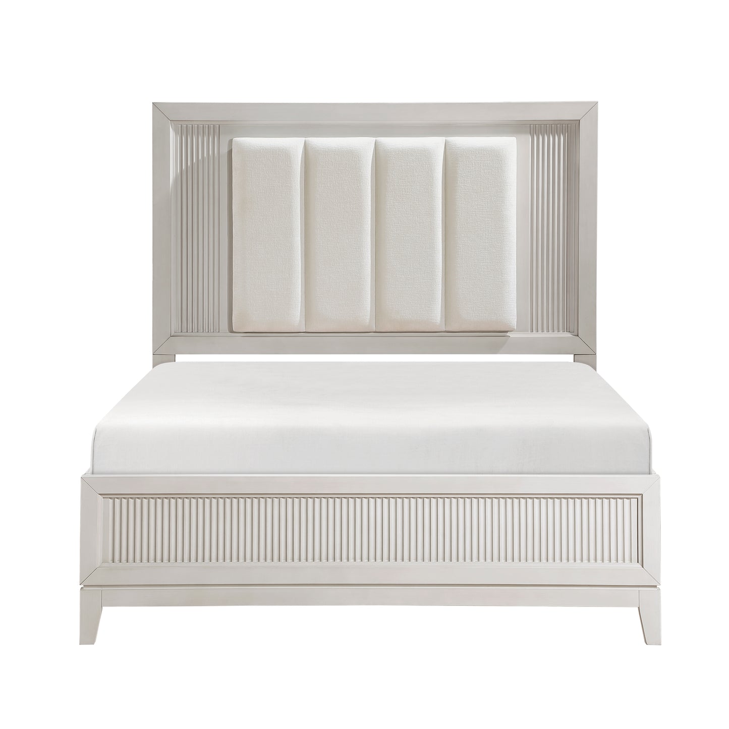 Homelegance Queen Bed Antique White Florence Ivory LED Headboard 1326-1