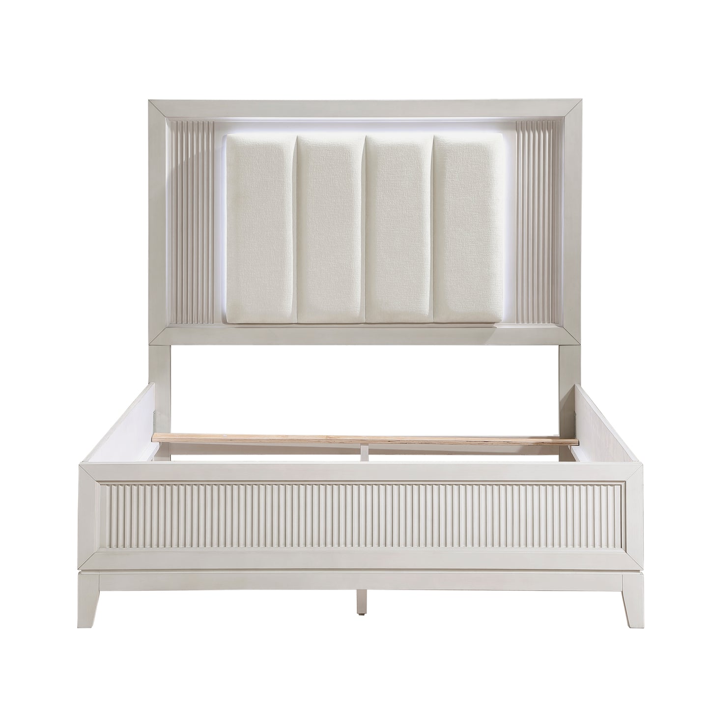 Homelegance Queen Bed Antique White Florence Ivory LED Headboard 1326-1