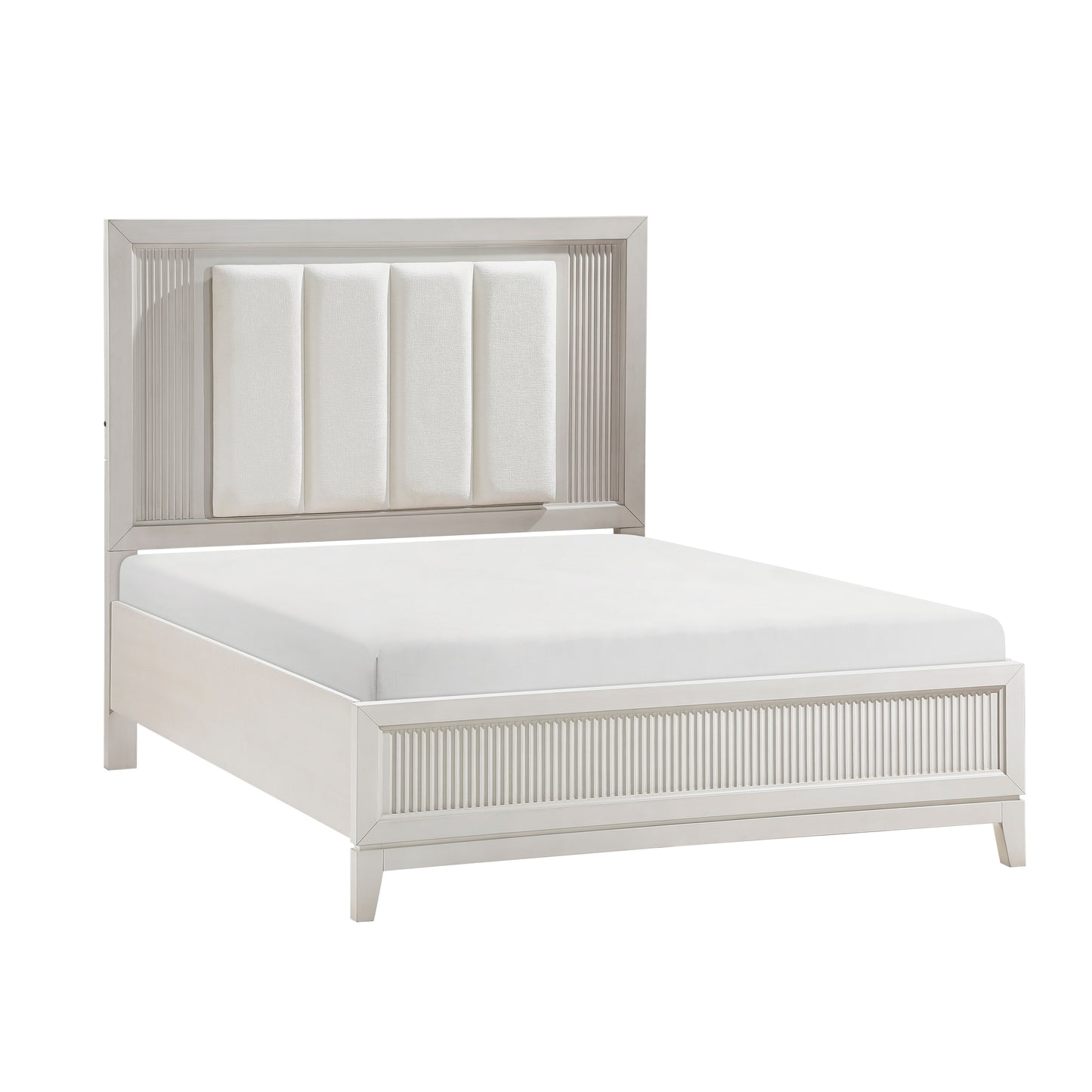 Homelegance Queen Bed Antique White Florence Ivory LED Headboard 1326-1
