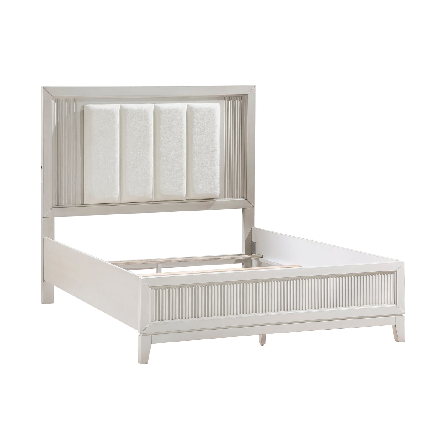 Homelegance Queen Bed Antique White Florence Ivory LED Headboard 1326-1
