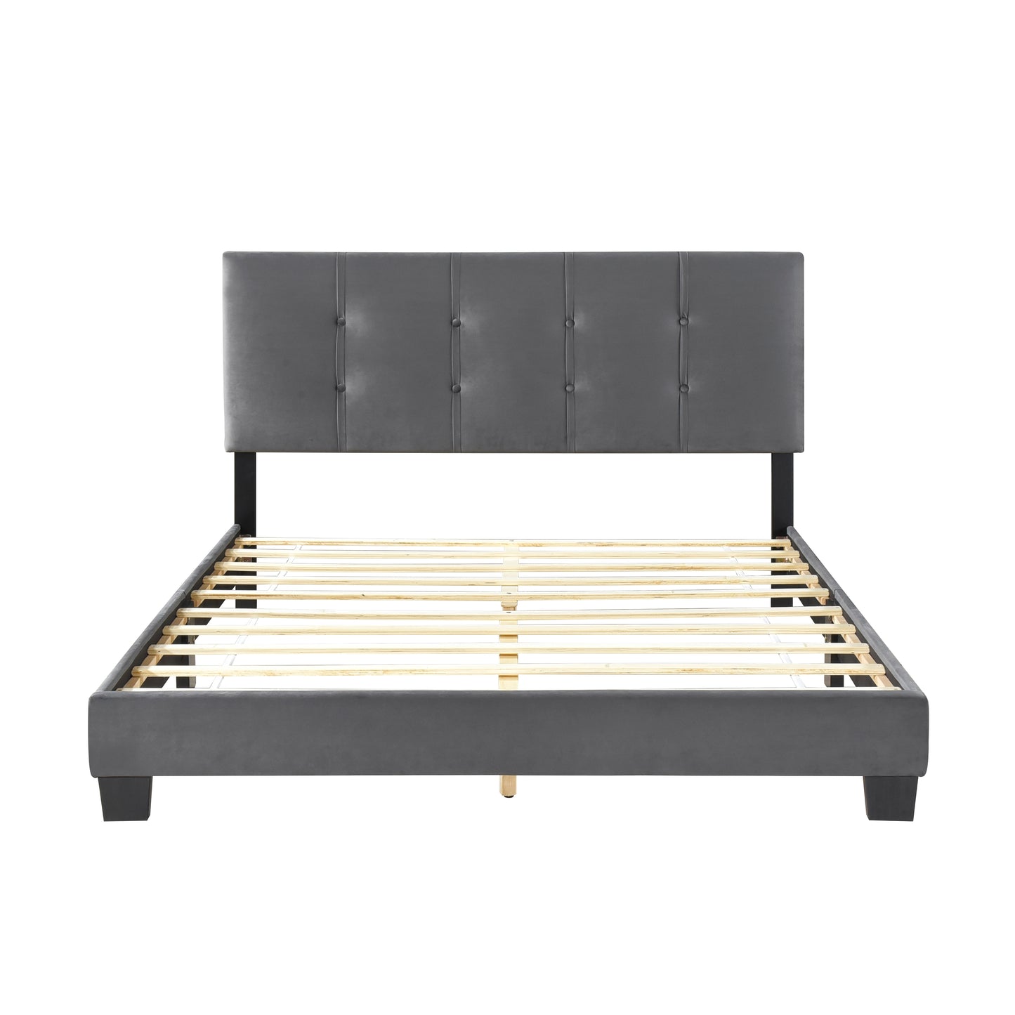 Homelegance Queen Bed Newberry Dark Gray Velvet Upholstery 1350DG-1