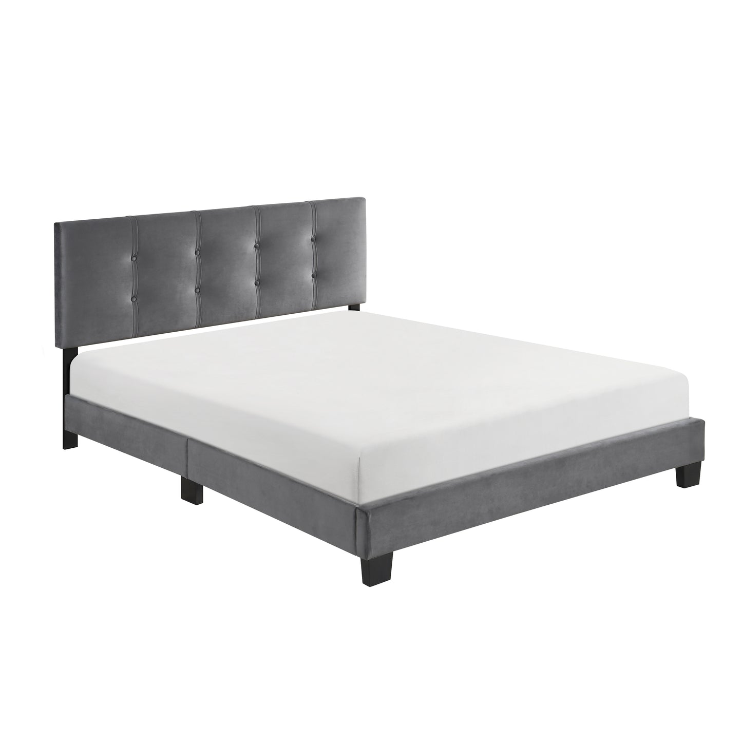Homelegance Queen Bed Newberry Dark Gray Velvet Upholstery 1350DG-1