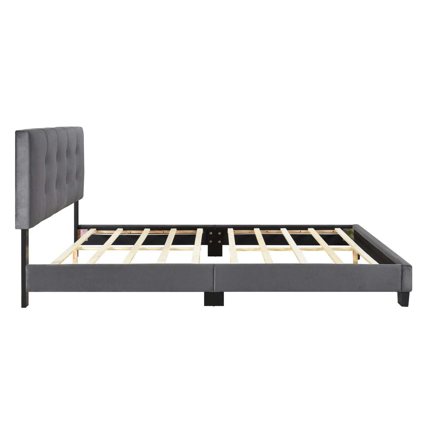 Homelegance Queen Bed Newberry Dark Gray Velvet Upholstery 1350DG-1