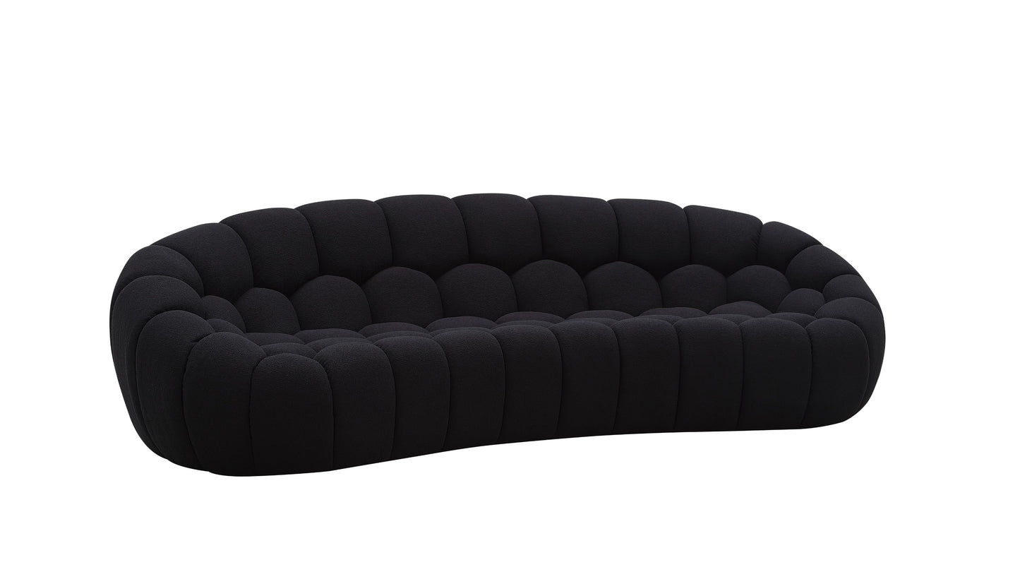 Divani Casa Yolonda Modern Curved Black Fabric Sofa Set