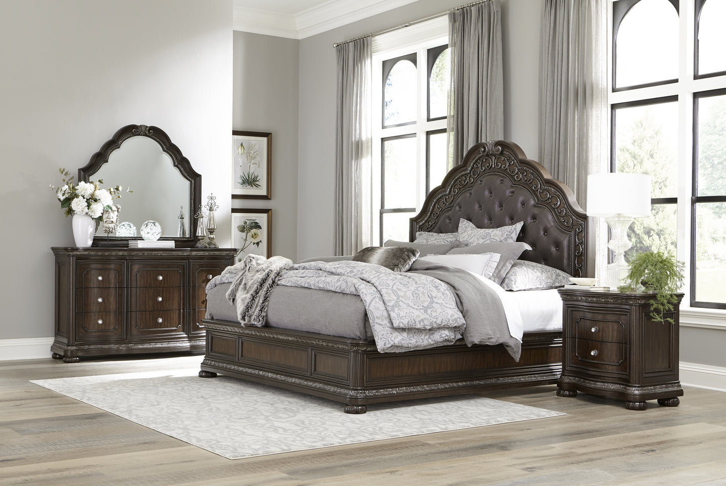 Homelegance Dresser Beddington Dark Cherry Finish with Antique Pewter Knobs 1407-5